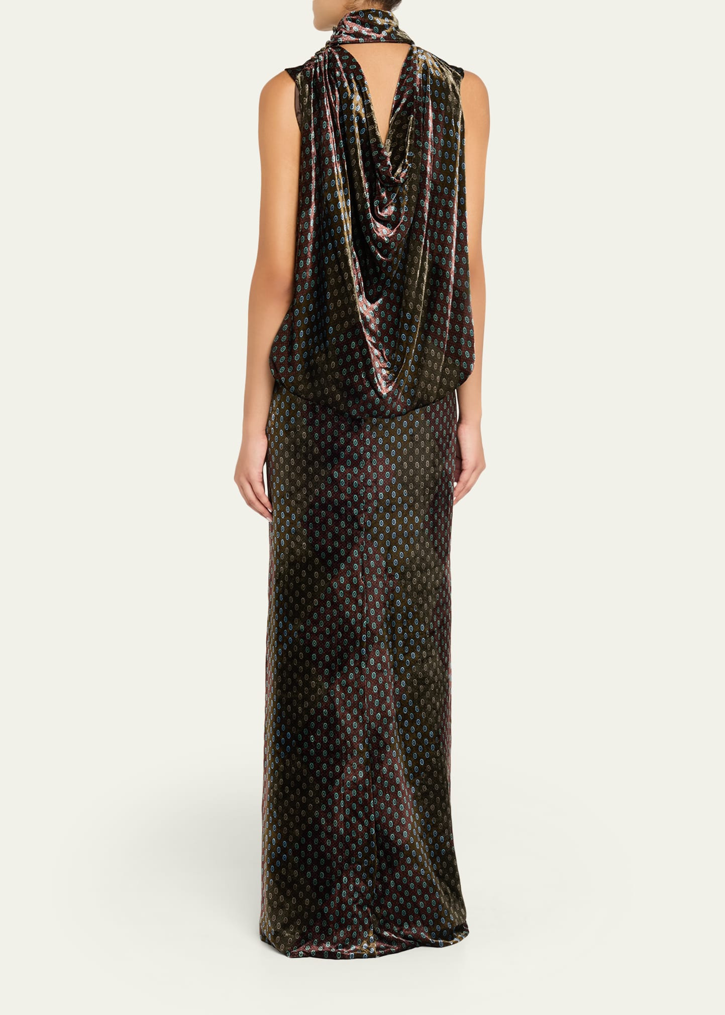 Debo Mock-Neck Draped Velvet Maxi Dress - 3