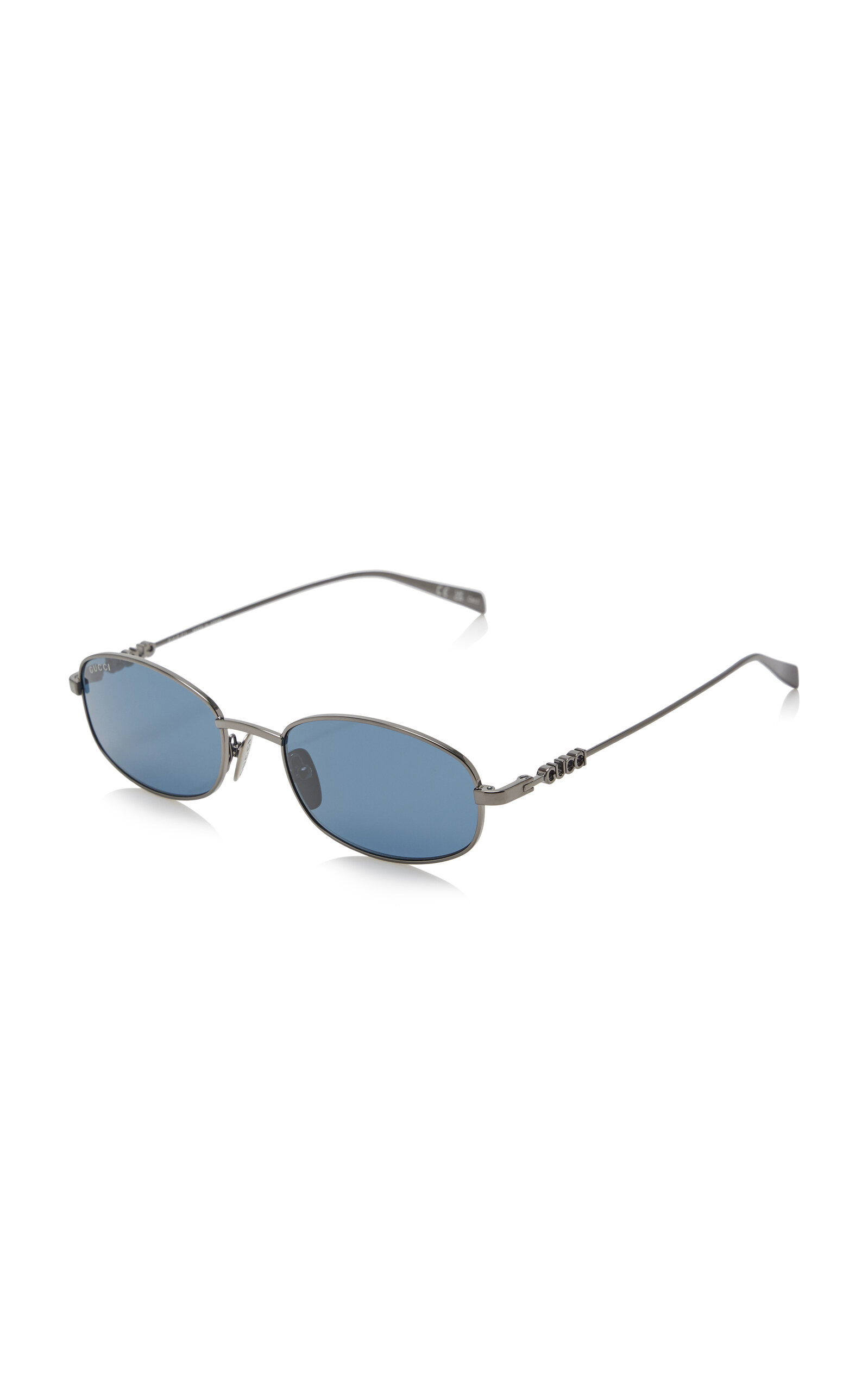 Oval-Frame Metal Sunglasses blue - 3