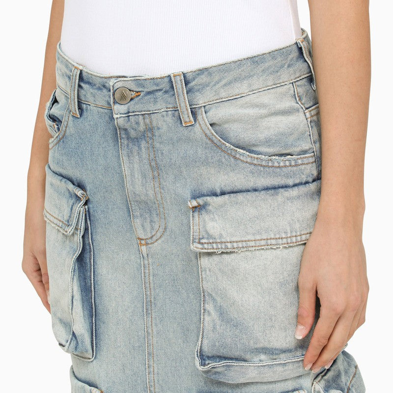 The Attico Blue Denim Cargo Midi Skirt Women - 4