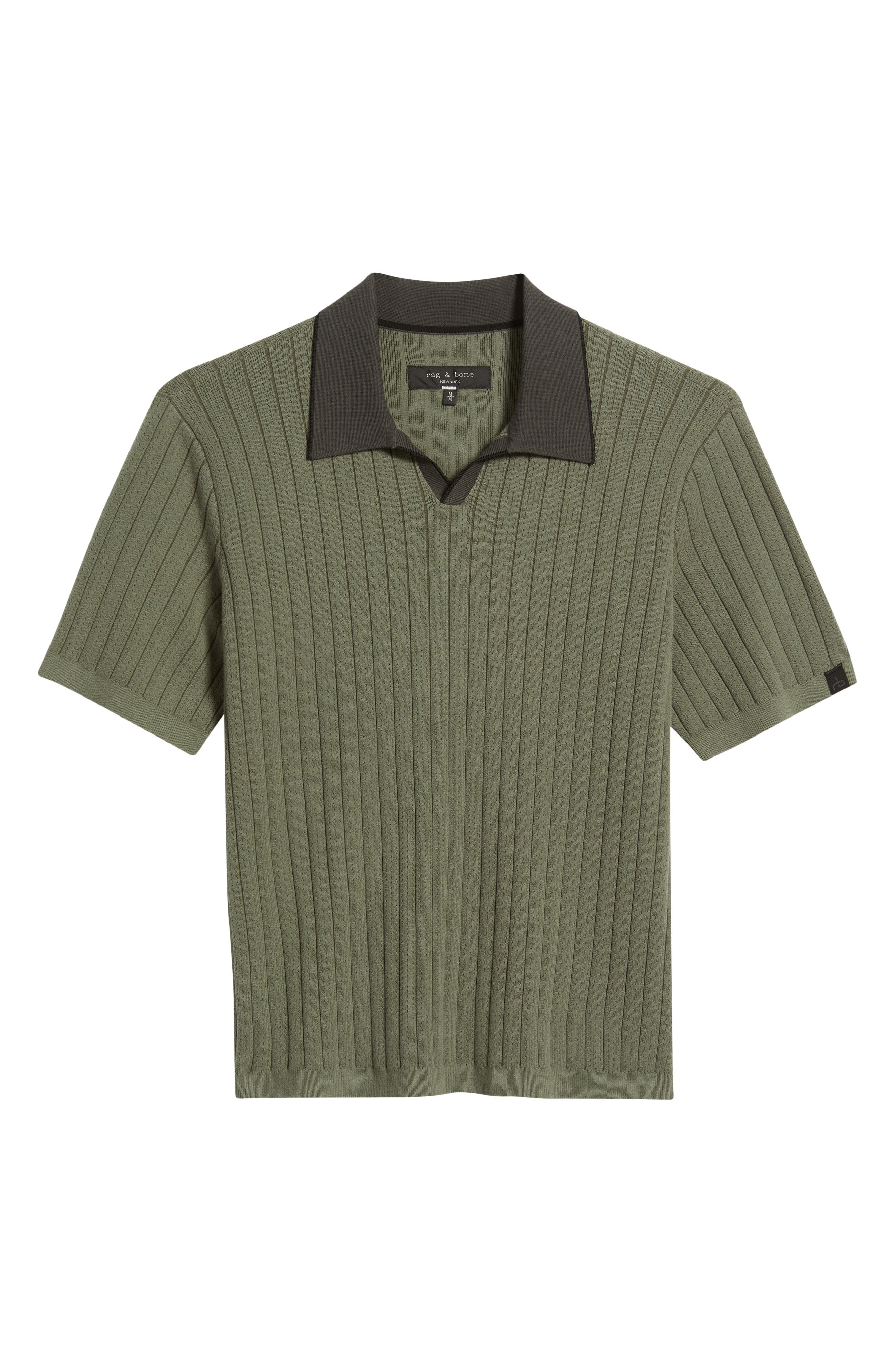 rag & bone Sanford Rib Johnny Collar Polo in Pavement at Nordstrom - 6