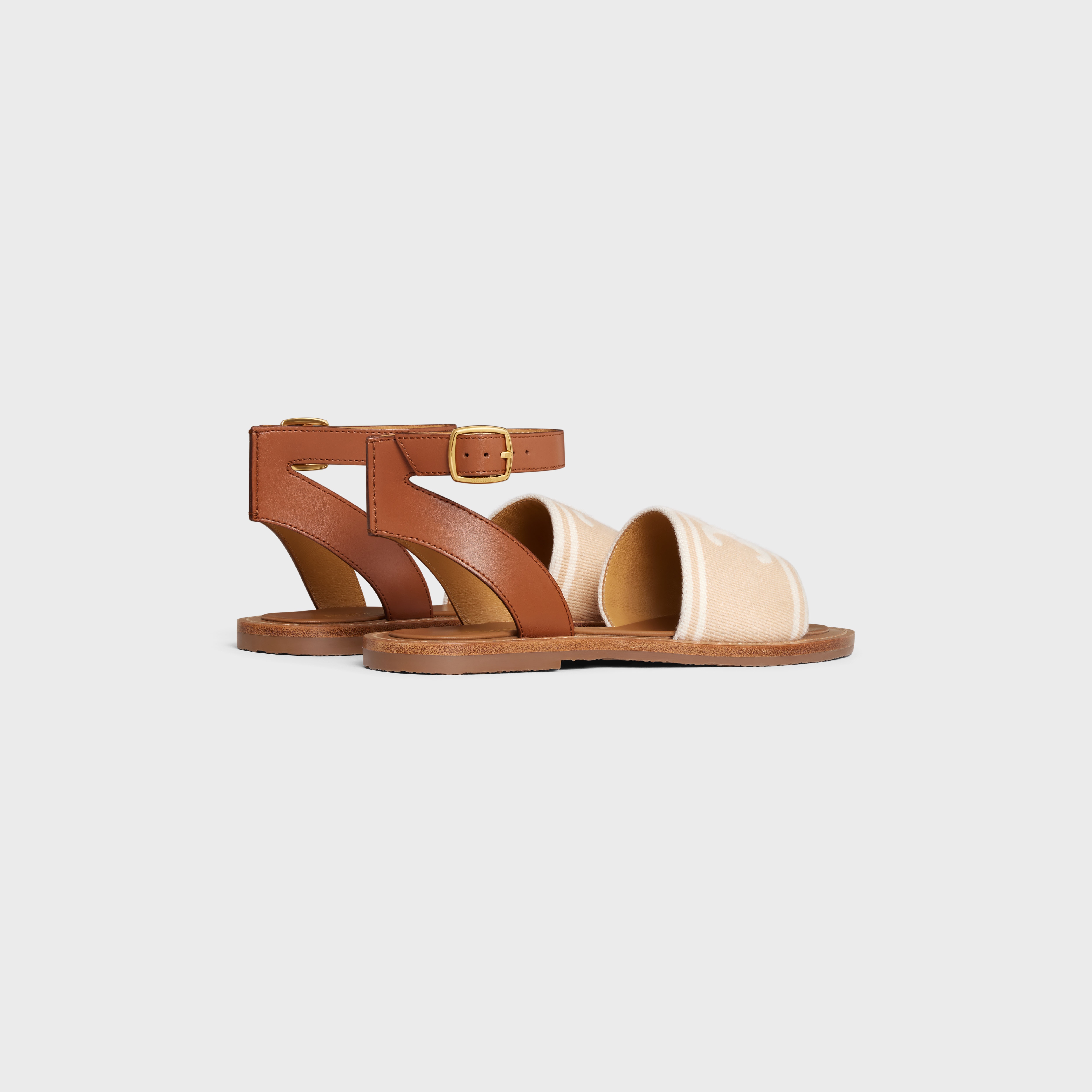 CELINE LYMPIA SANDAL in TRIOMPHE JACQUARD CANVAS & CALFSKIN - 3