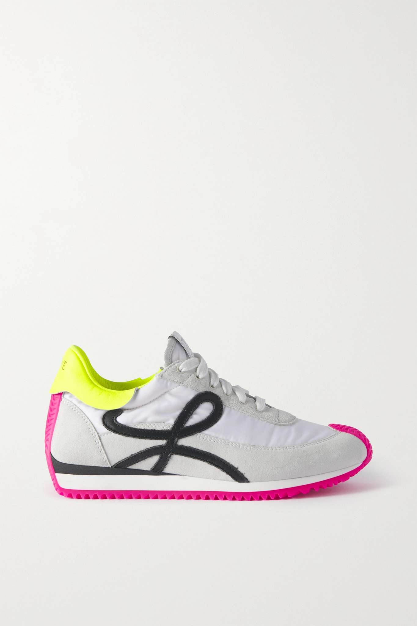 Flow logo-appliquéd shell, leather and suede sneakers - 1