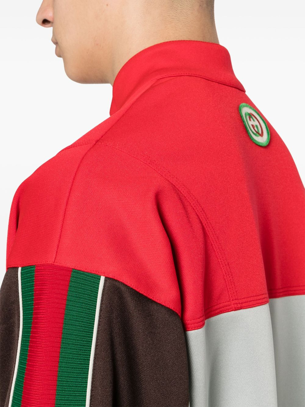 panelled jersey-knit jacket - 5