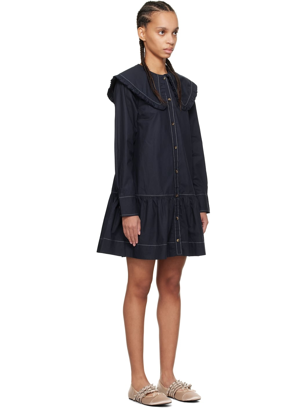 Navy Shirt Minidress - 2