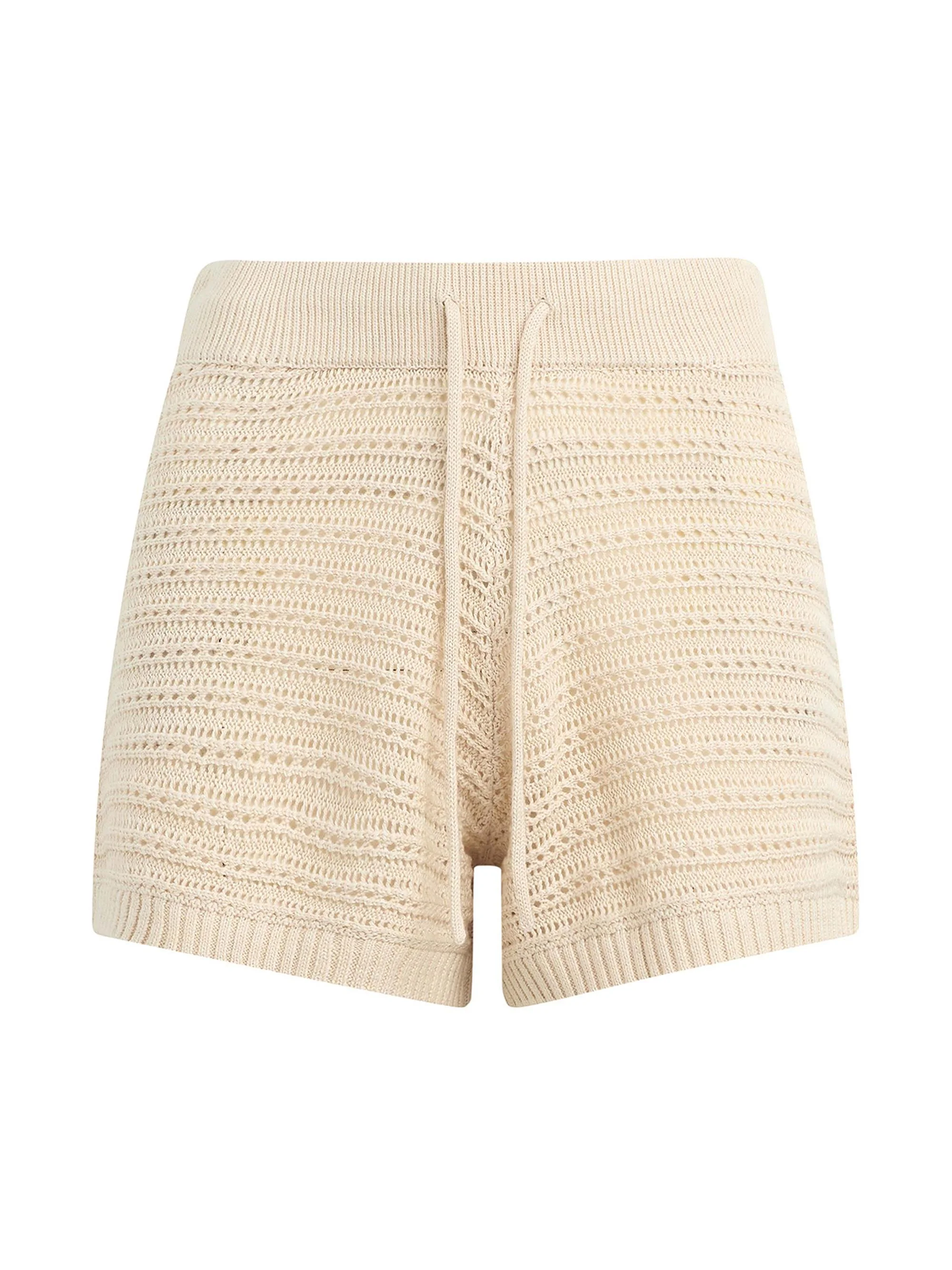 Women's The Arlo Cotton-Blend Crochet-Knit Shorts - Creme Brulee - 1