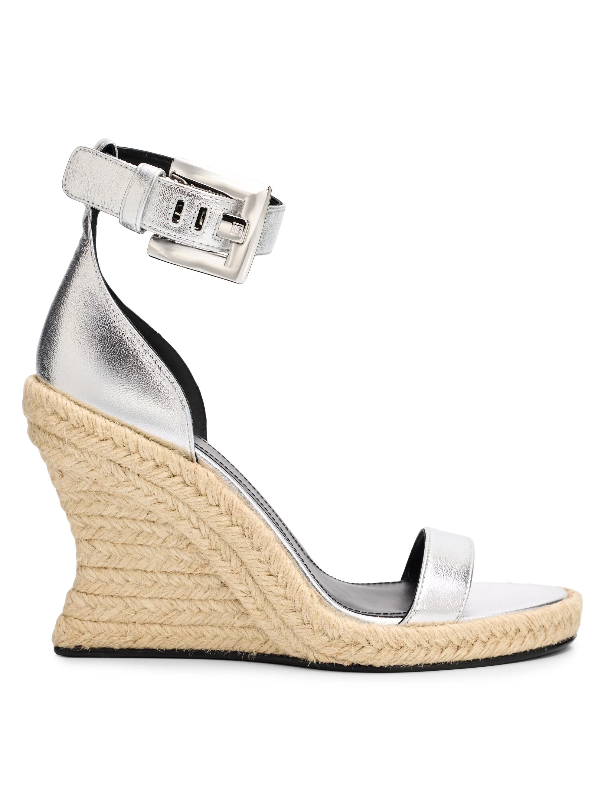 Women's Anthem Leather Espadrille Wedge Sandals - Silver - 1