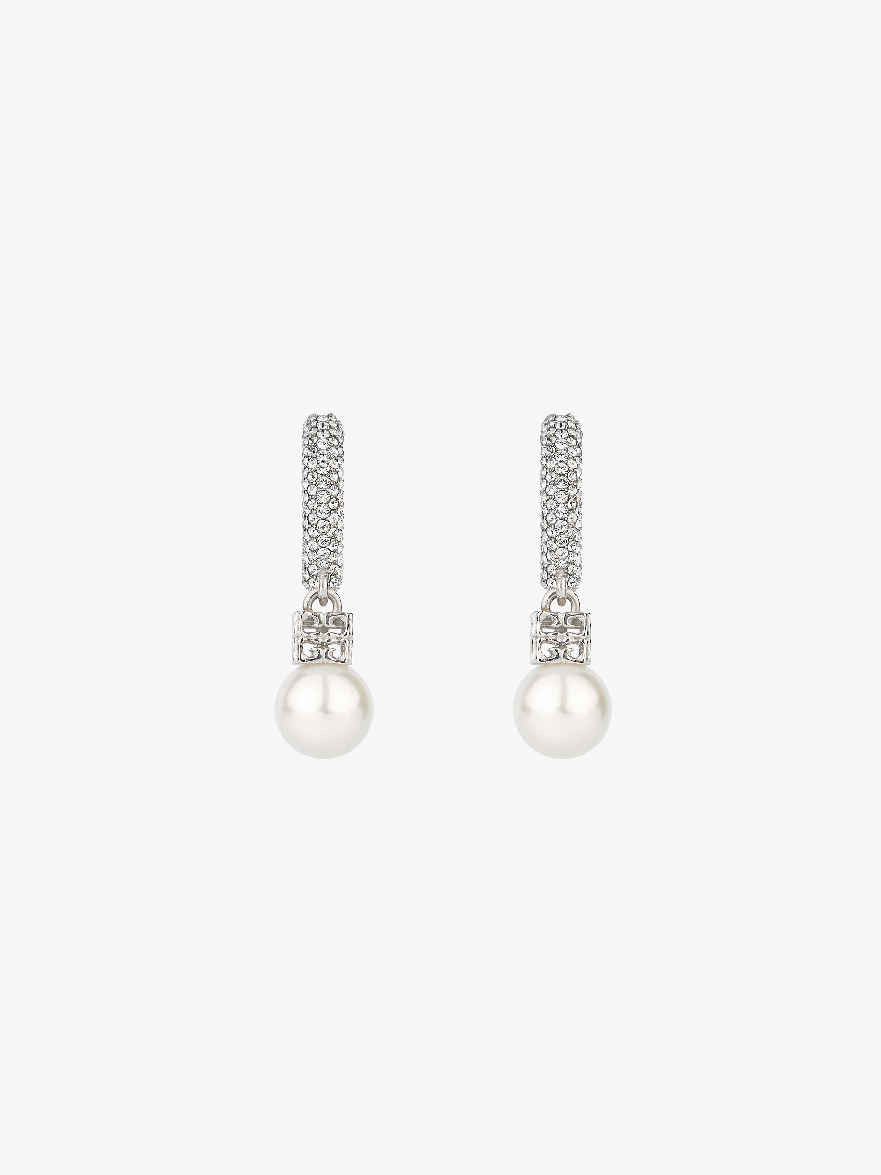 PEARL EARRINGS IN METAL WITH CRYSTALS - 1