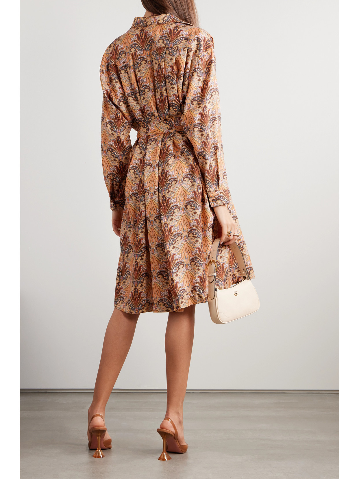 Belted Printed Wool And Silk-blend Twill Midi Shirt Dress - 3