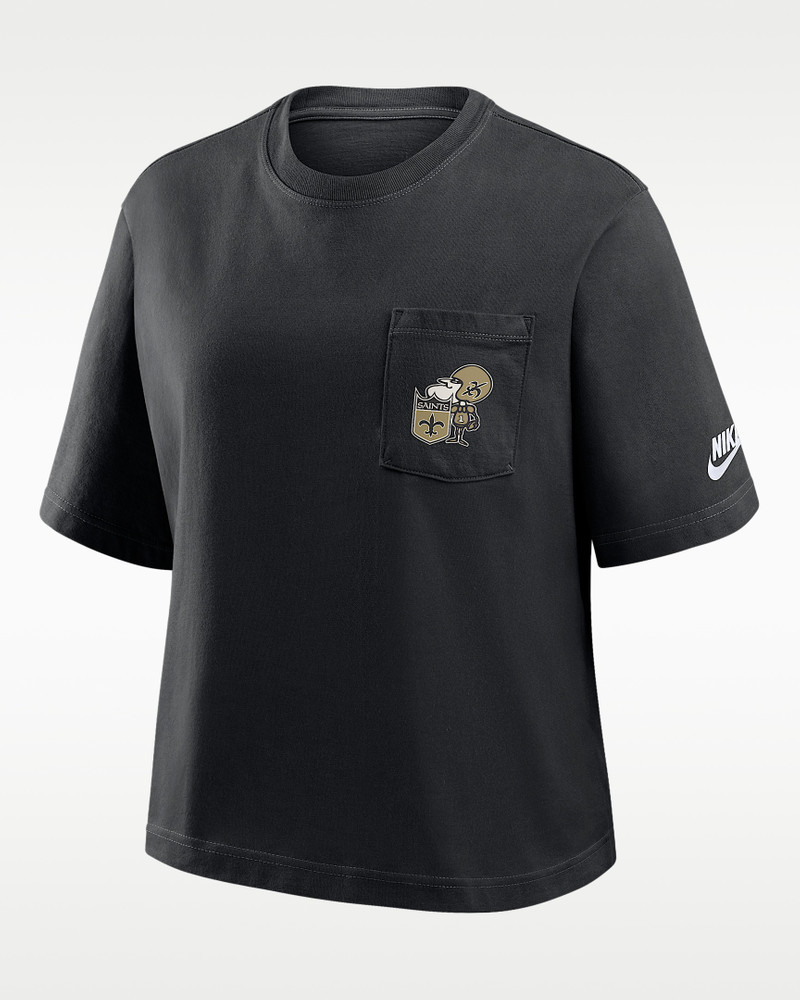 New Orleans Saints Rewind Pocket Boxy Women's Nike NFL T-Shirt 1
