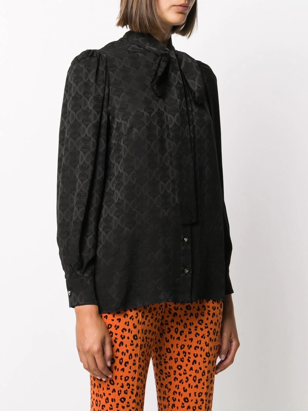 pussy bow DG logo jacquard shirt - 3