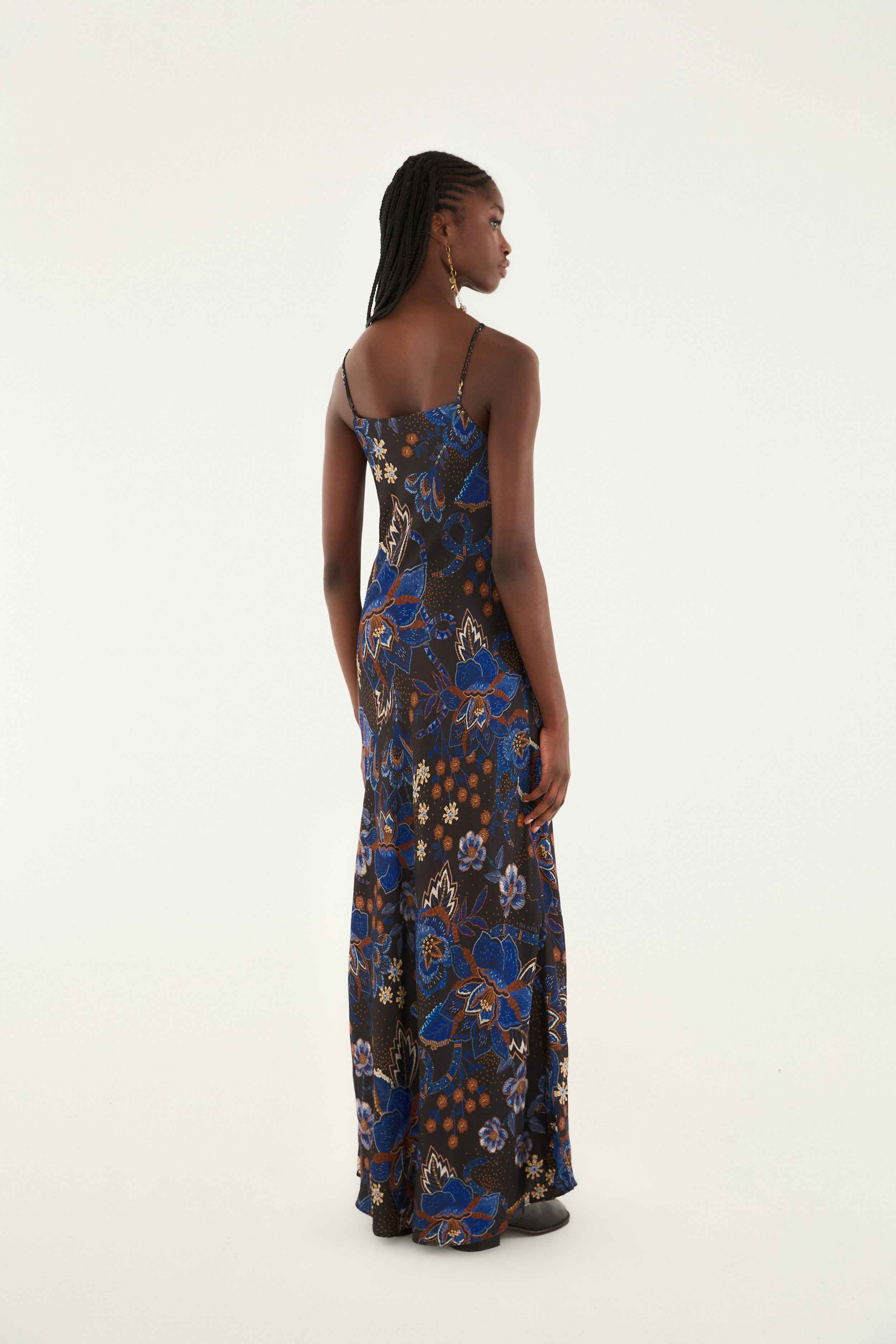 Black Snakes Bouquet Lenzing� Ecovero� Slip Maxi Dress - 4