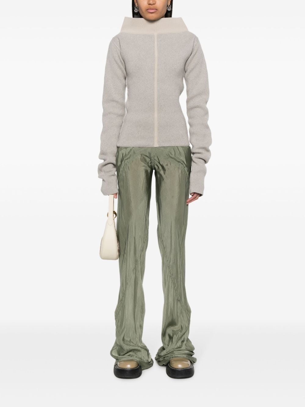 high-neck extra long-sleeves jumper - 2