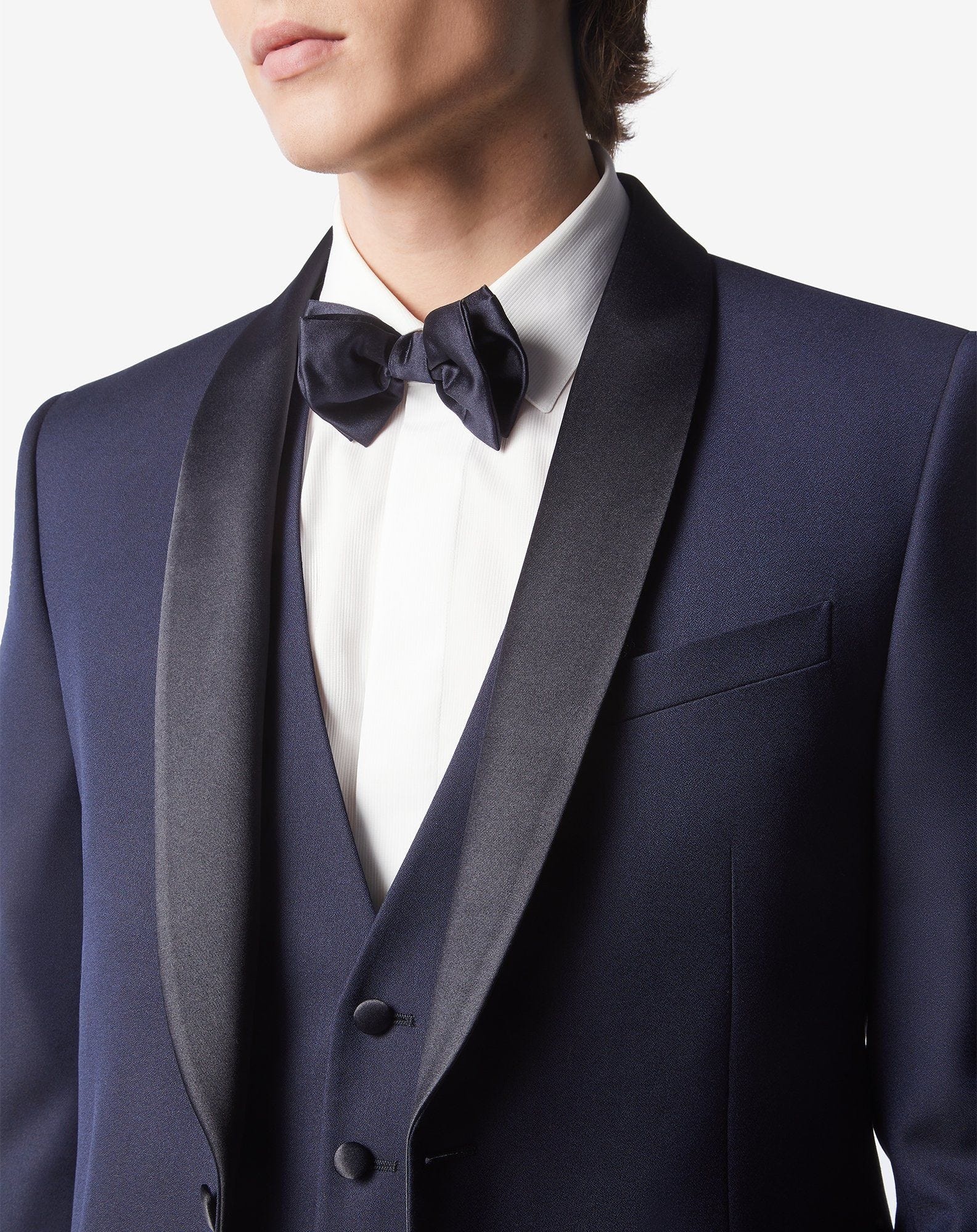 Navy blue S120's wool sablé tuxedo - 3