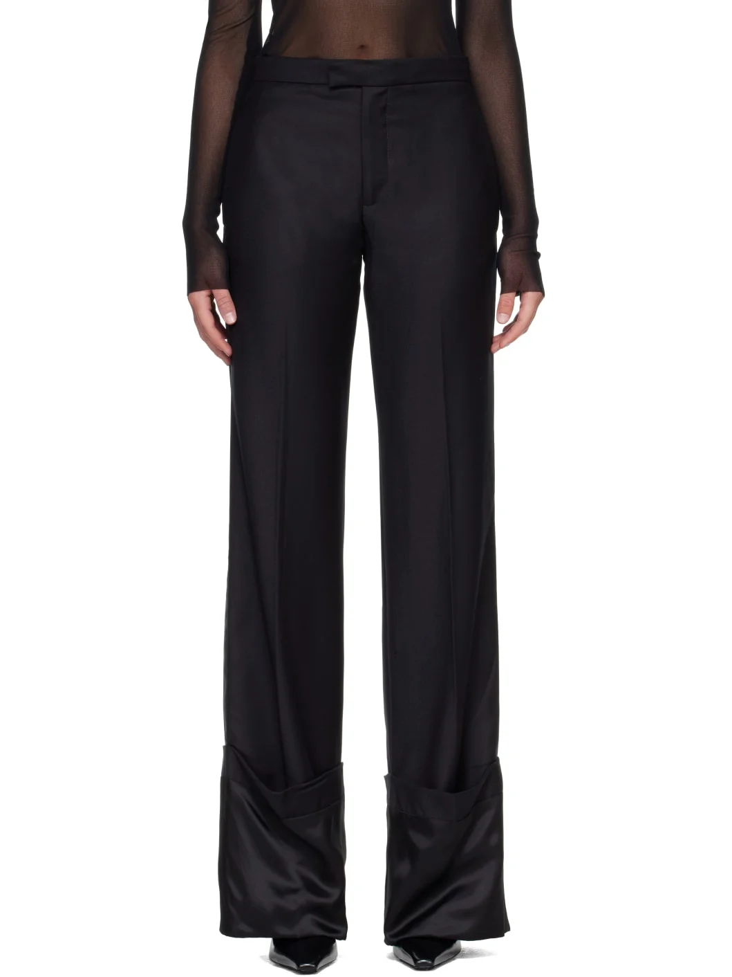 Black 'The Satin Tailored' Trousers - 1