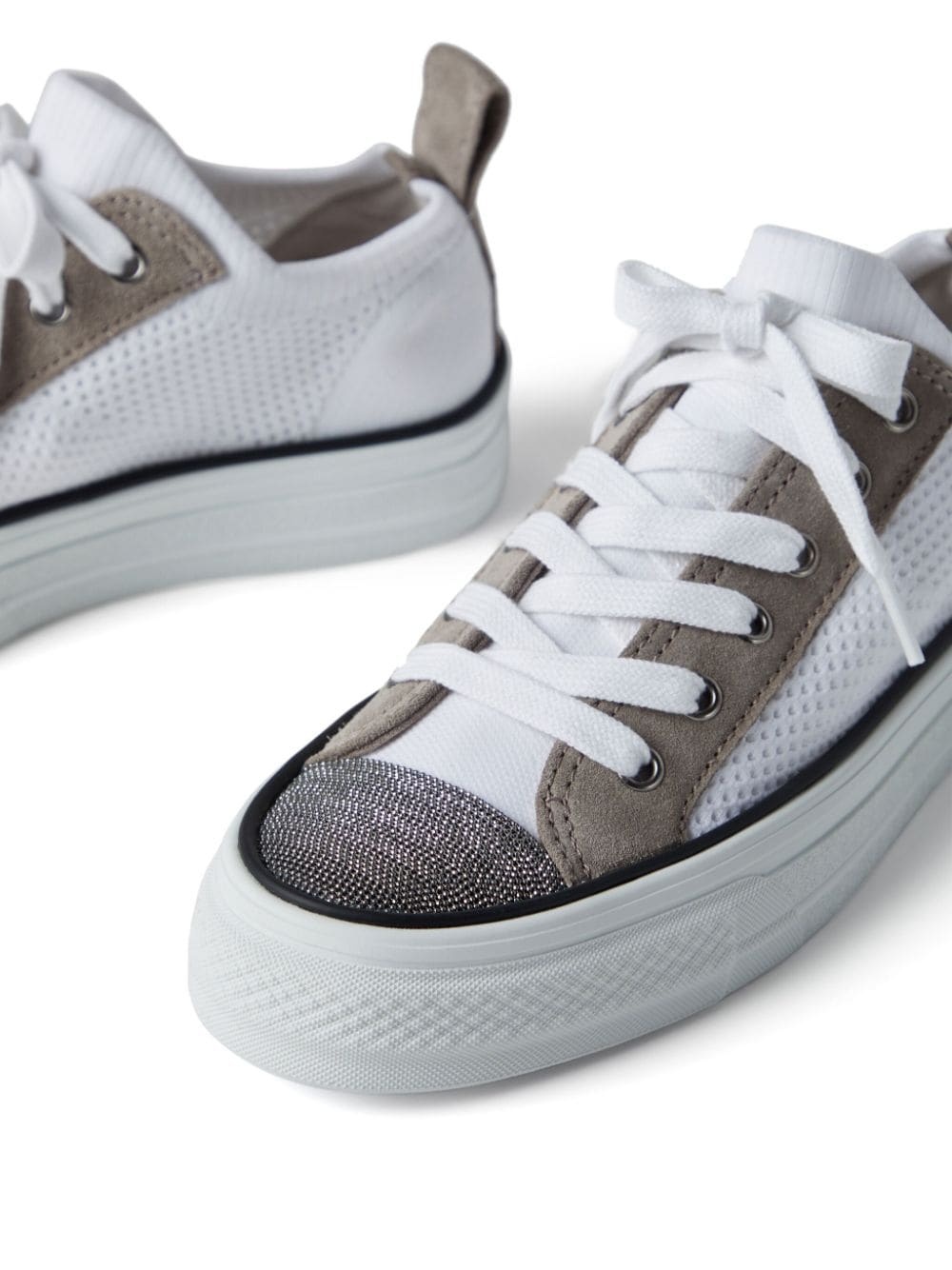 Monili-detail panelled sneakers - 4