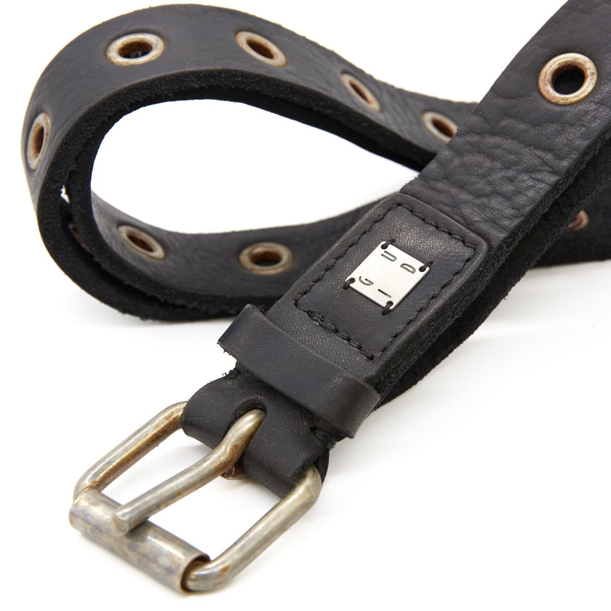 Guidi Bison Leather Belt Multi Eyelet in Black | hervia