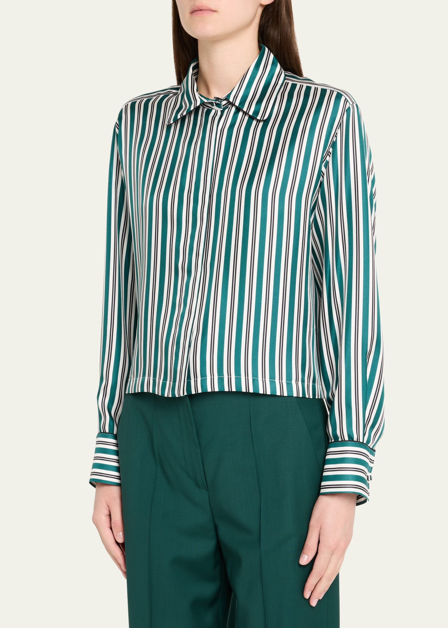 Brama Stripe Silk Blouse - 2