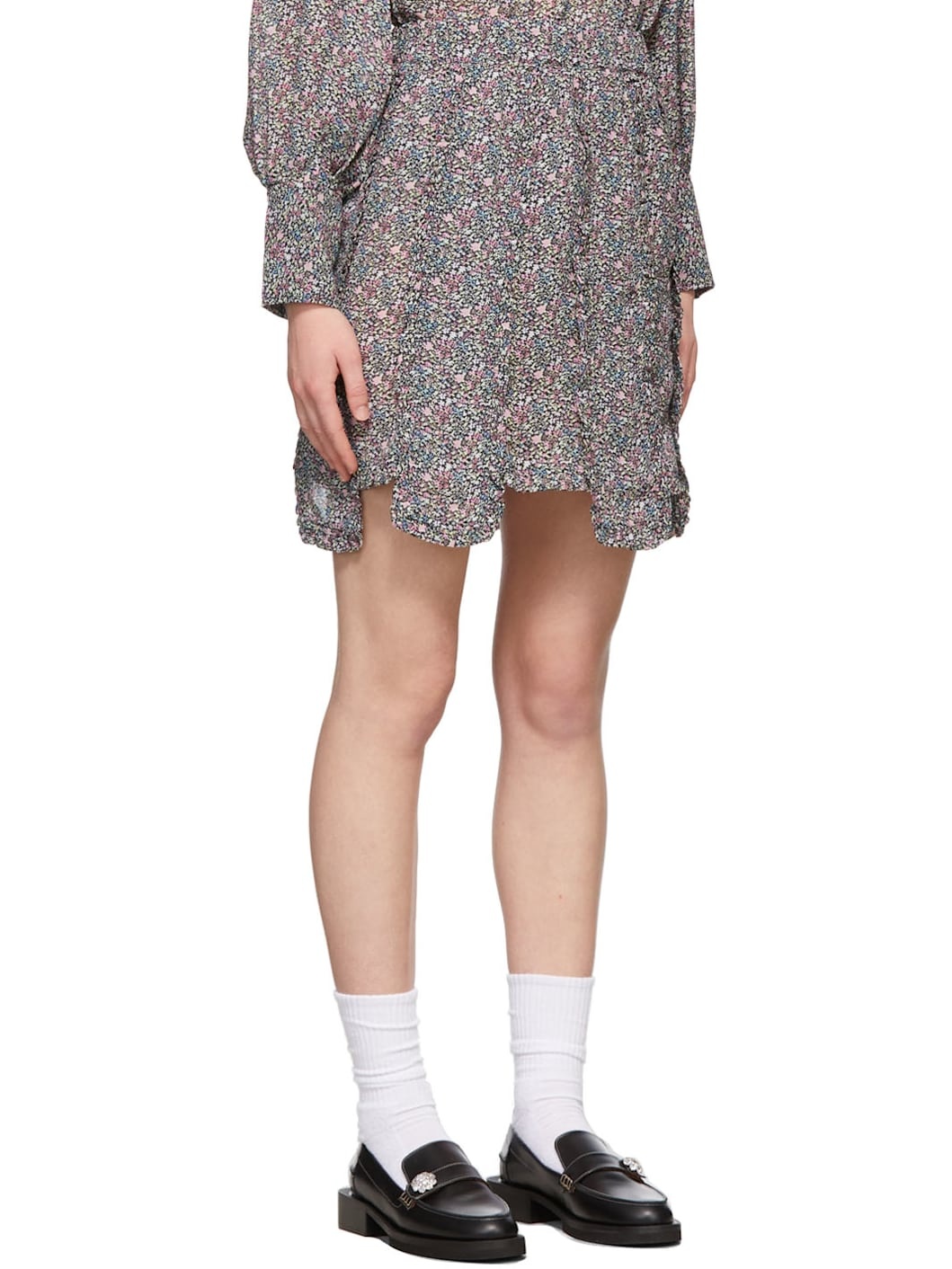 Multicolor Floral Crêpe Mini Skirt - 2