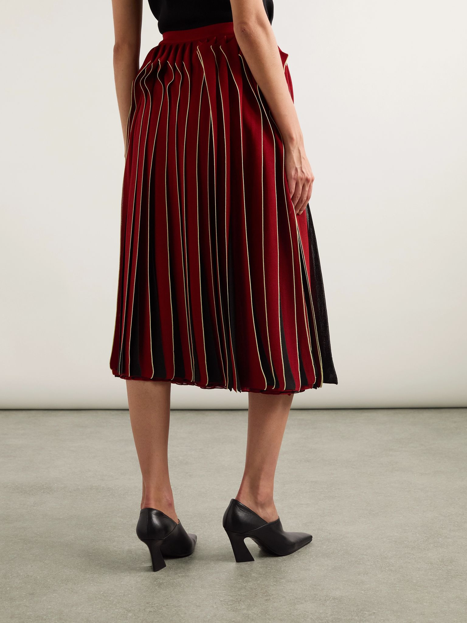 Paneled cotton midi skirt Red - 4