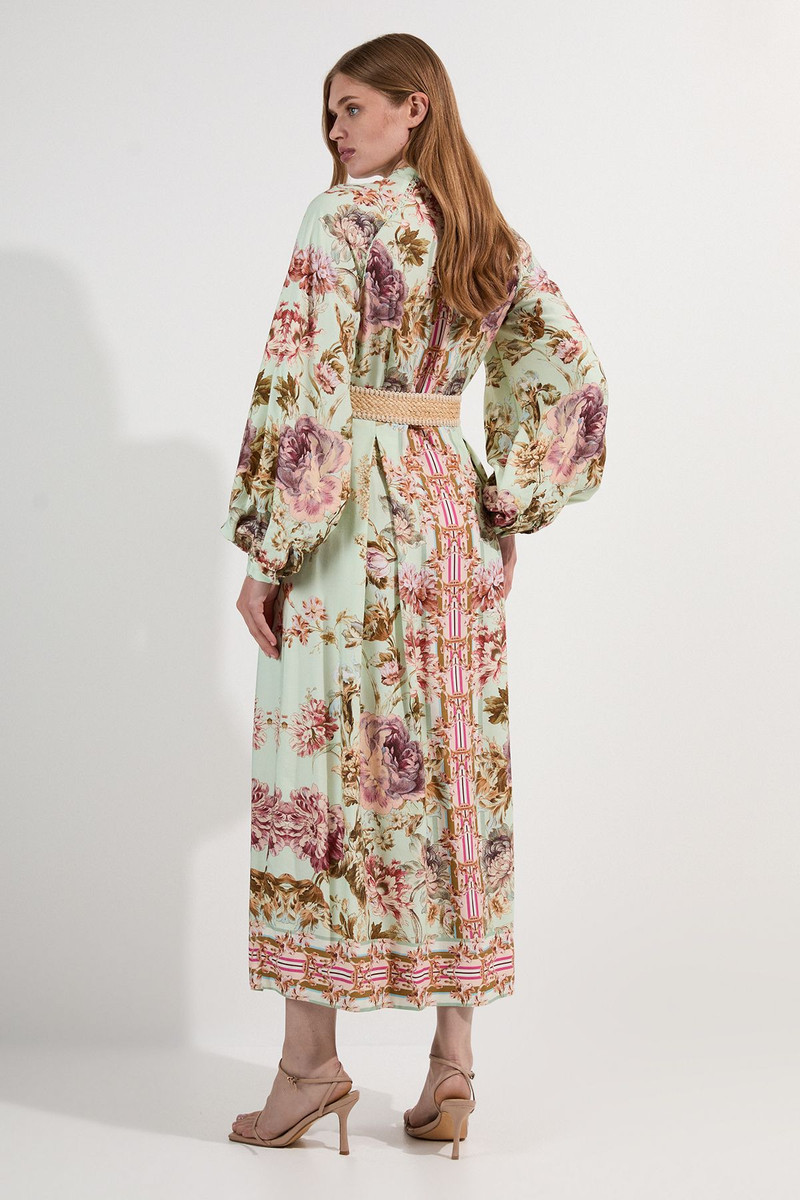 Floral Placed Embroidery Organdie Woven Midi Dress 5