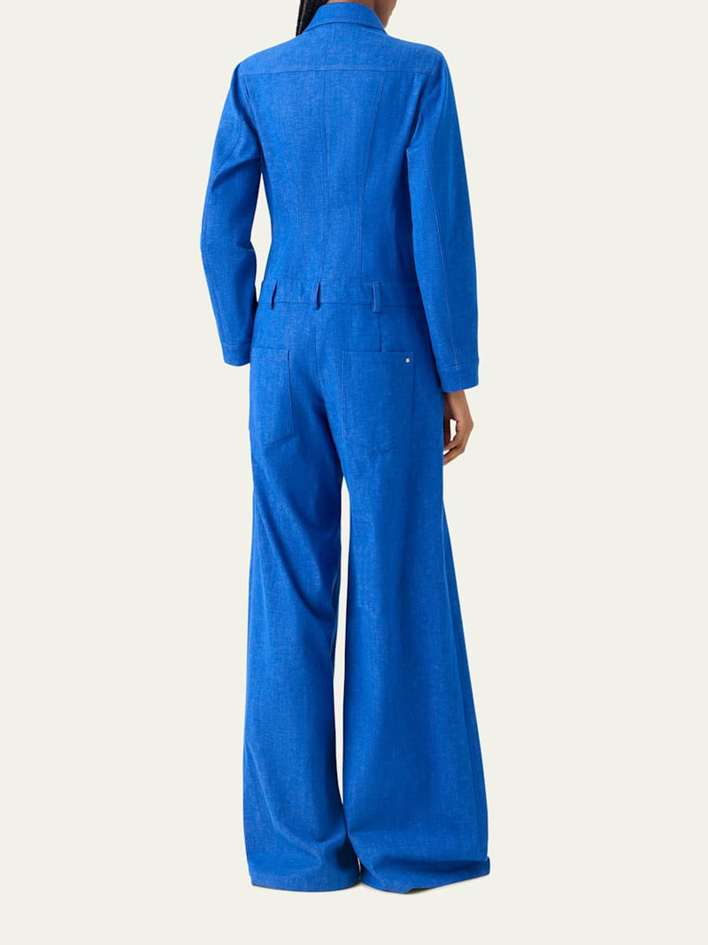 Hellas Stretch Denim Wide-Leg Overall Jumpsuit 3