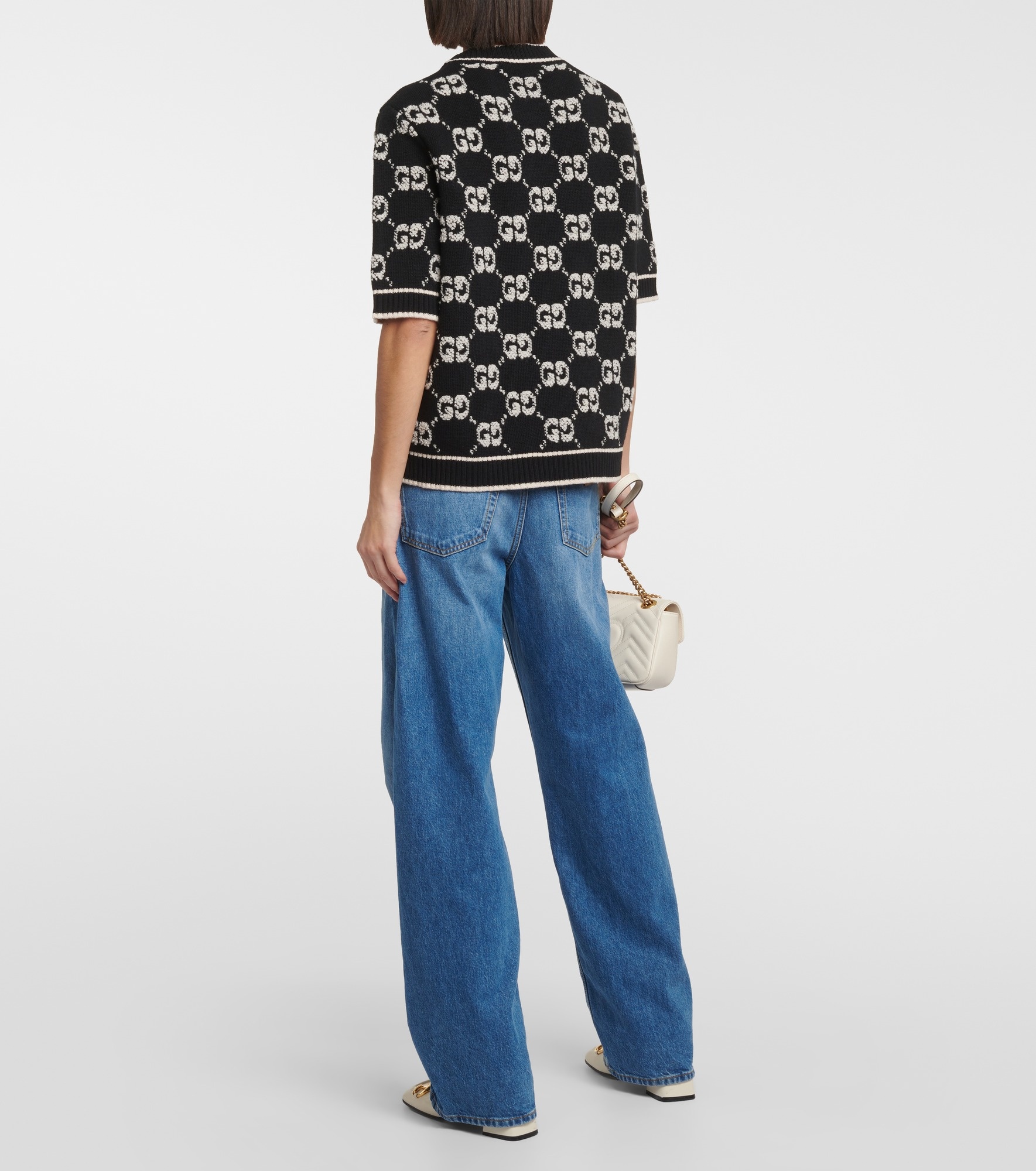 GG jacquard wool bouclé top - 3