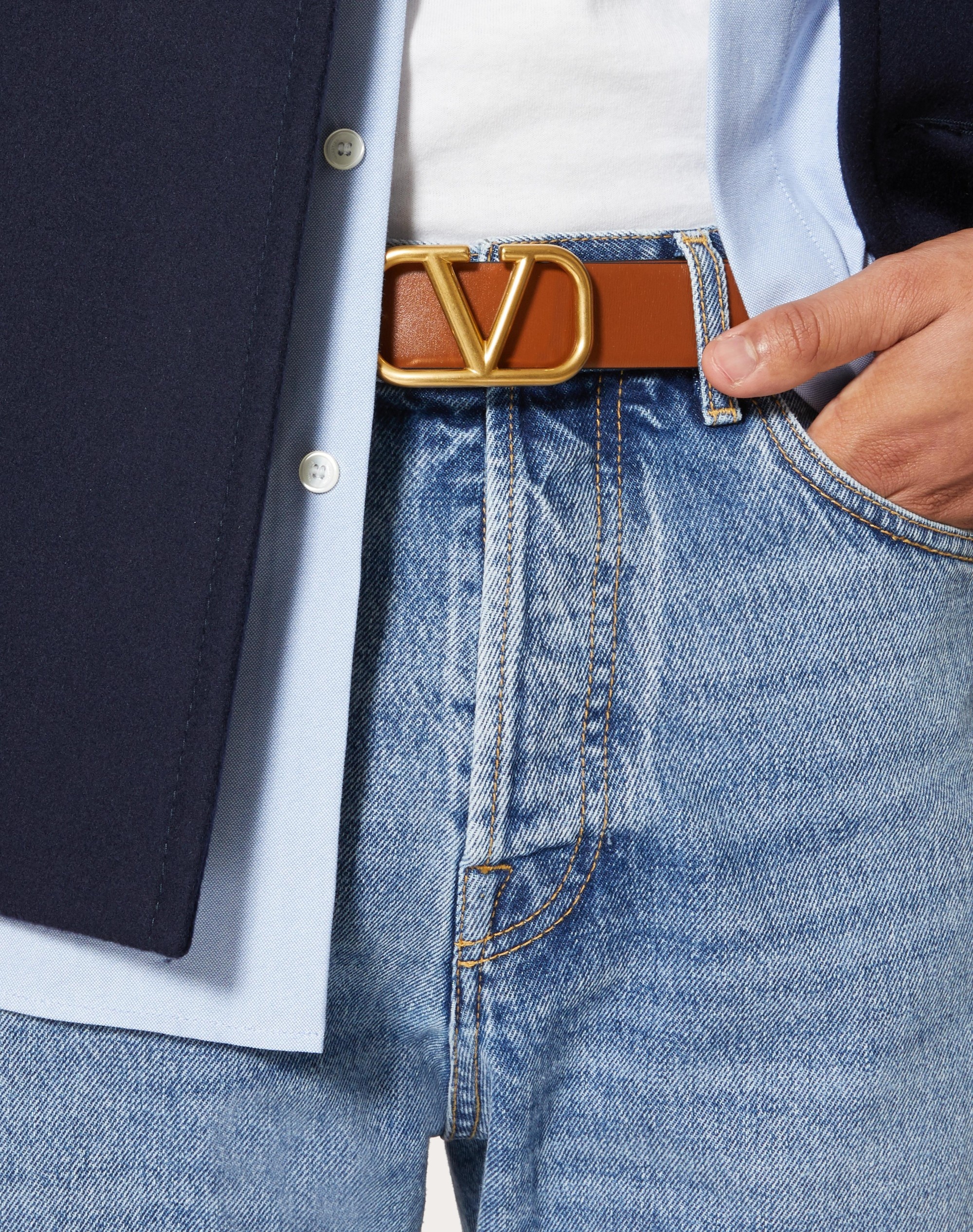 VLOGO SIGNATURE CALFSKIN BELT - 5