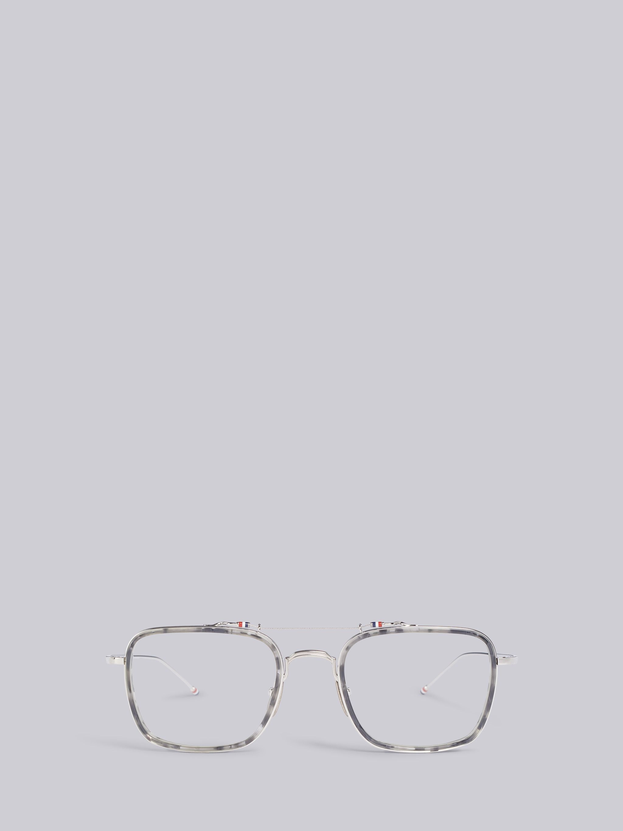 TB816 - Grey Tortoise Rectangular Aviator Glasses - 1