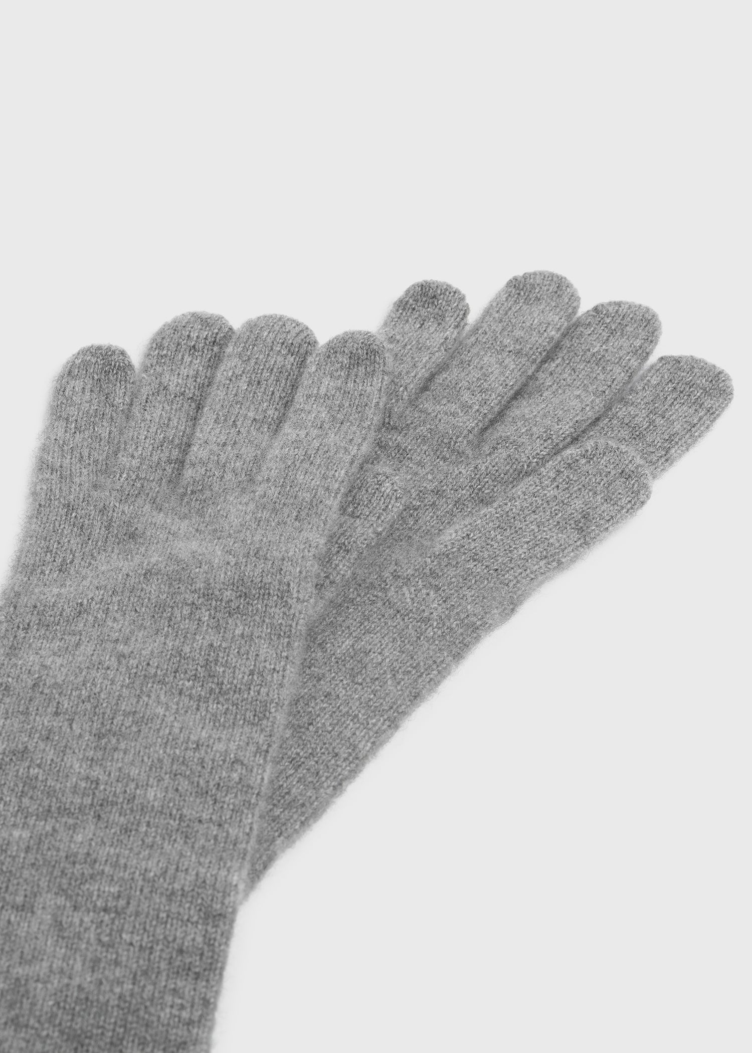 Long knit gloves grey melange - 4