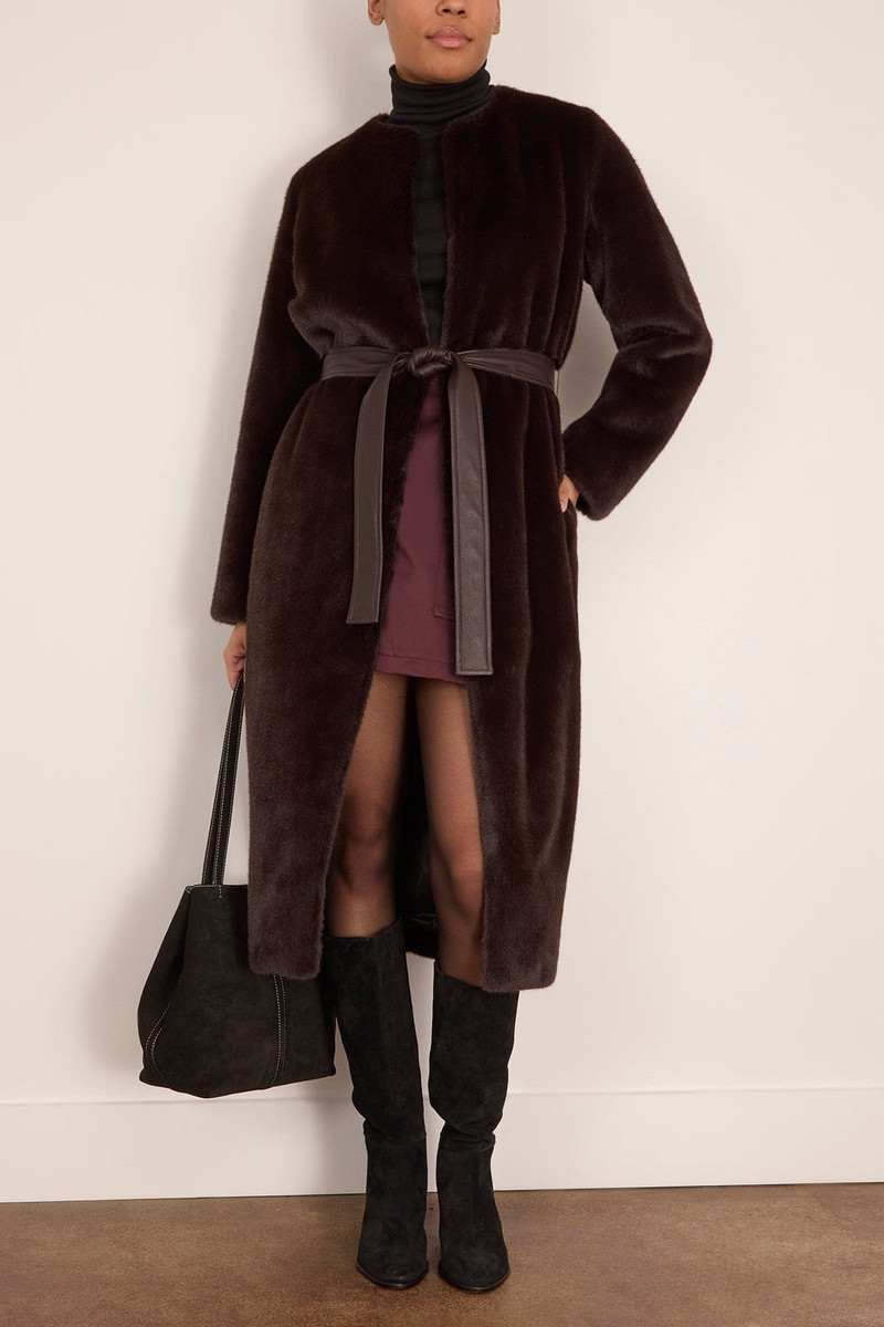Vanessa Bruno Fluffy Coat in Brun outlook