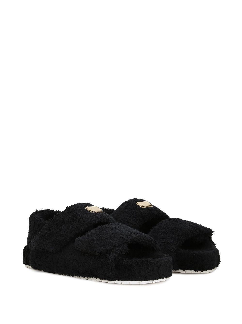 logo-plaque terrycloth-effect sandals - 2