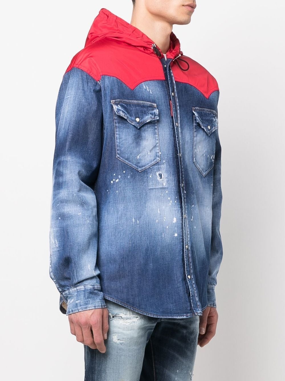 hooded hybrid denim jacket - 3