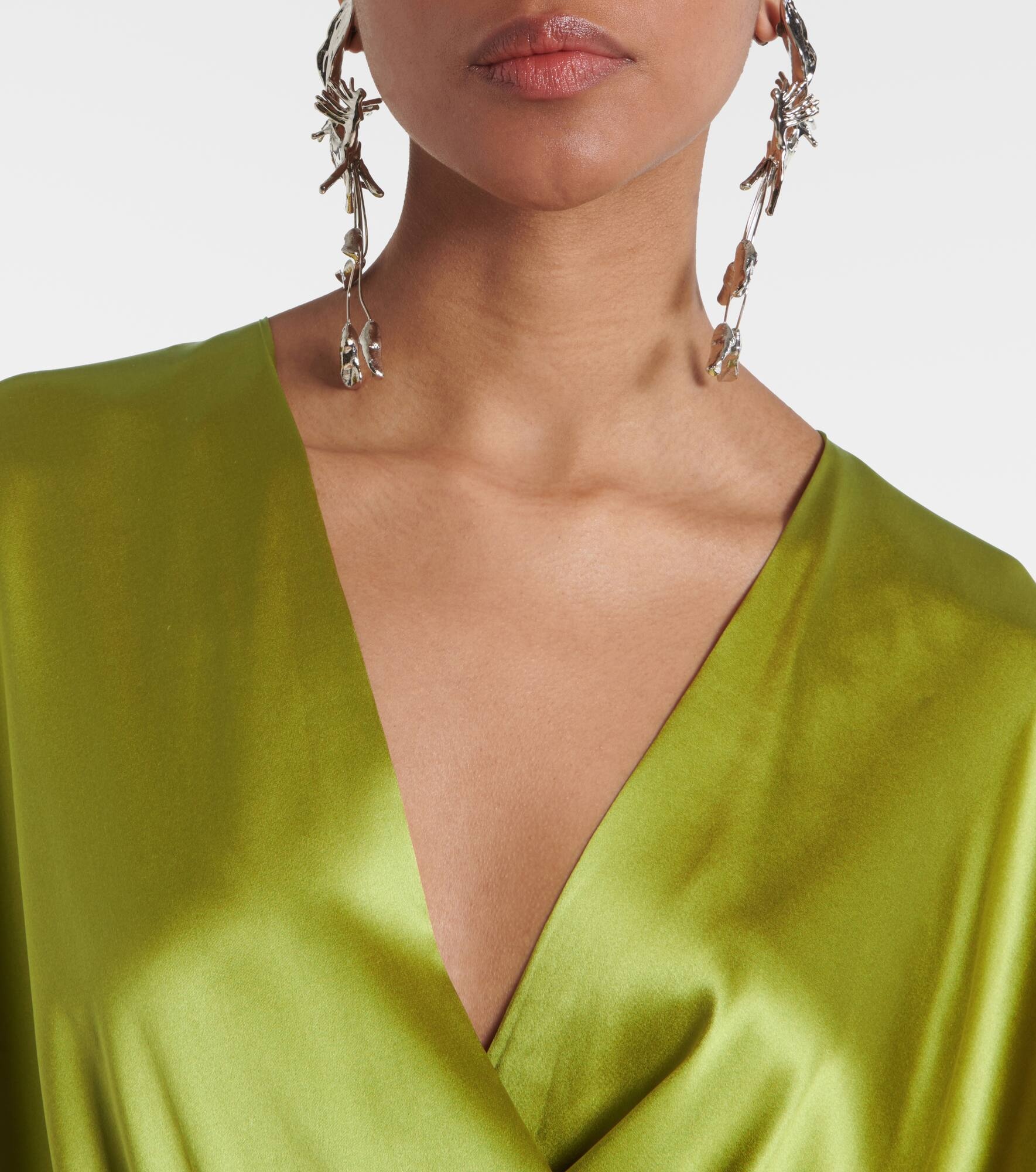 Draped silk-blend satin blouse - 4