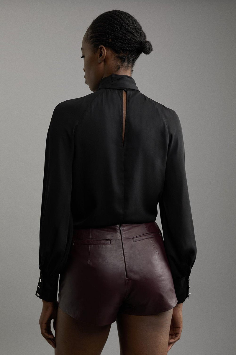 Leather Notch Detail Mini Shorts 5