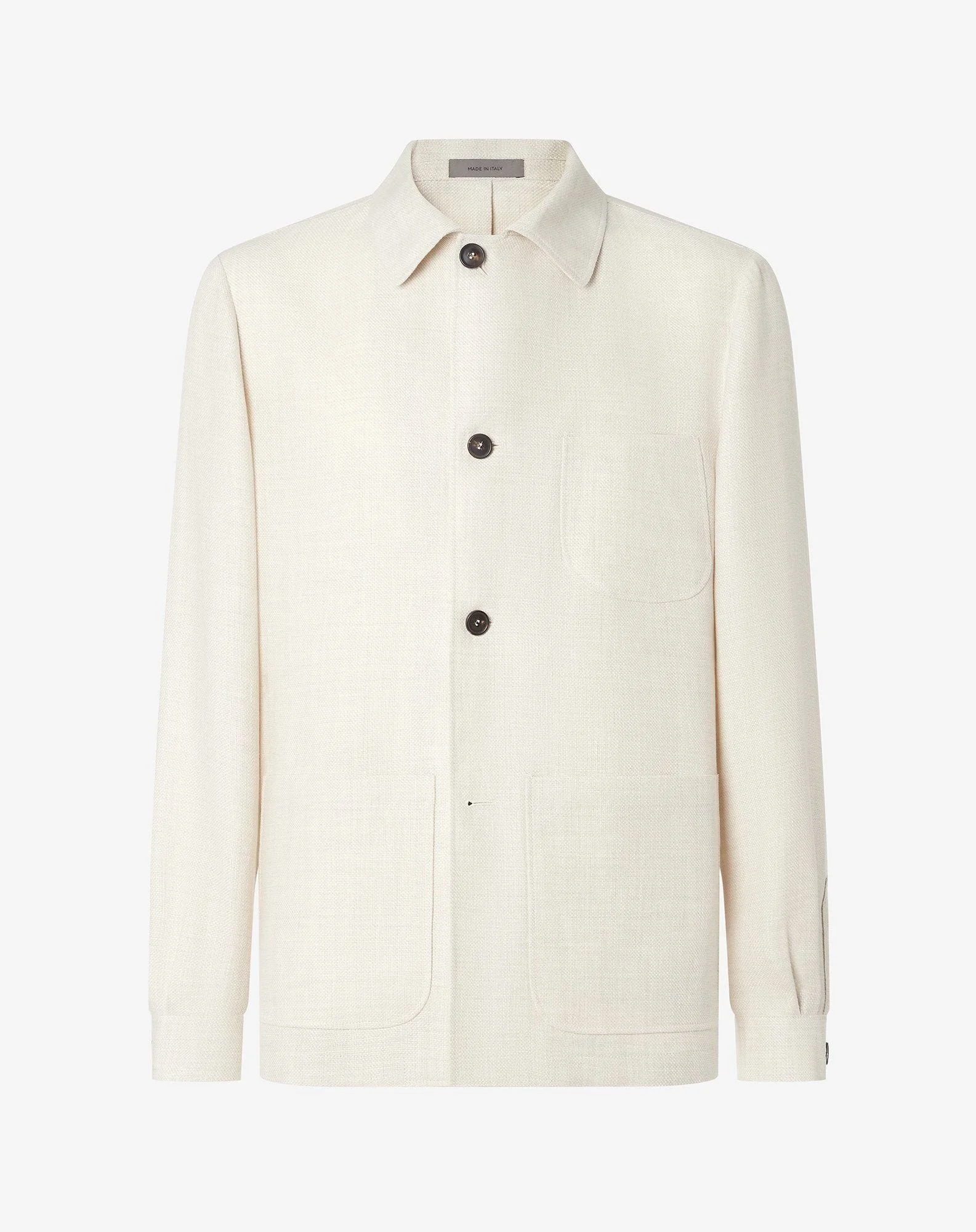 White wool and linen hopsack jacket - 1