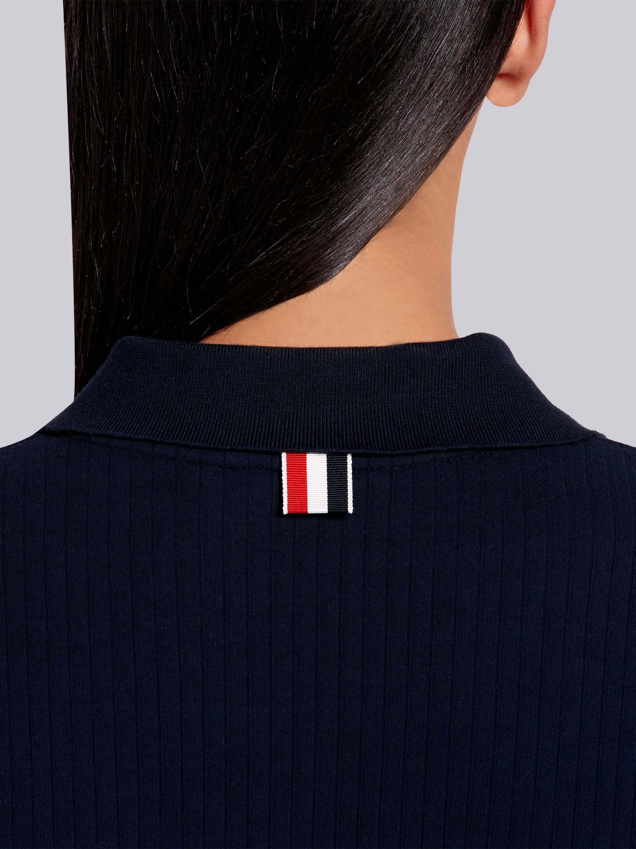 Navy High Twisted Rib Side Insert 4-Bar Polo - 6