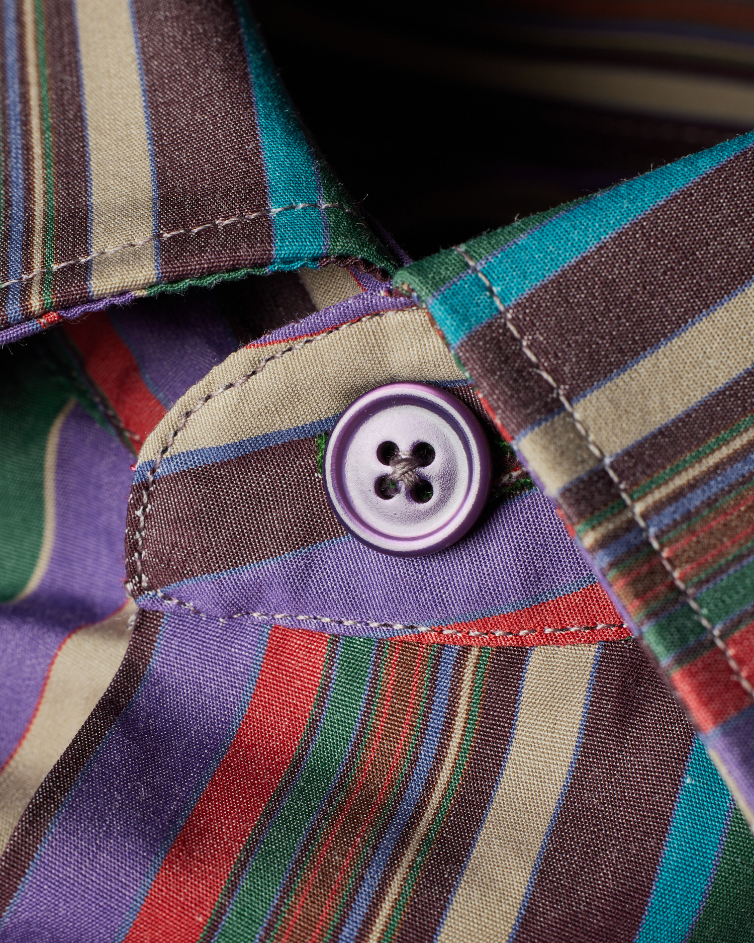 Tailored-Fit Purple Multistripe Cotton Shirt - 4