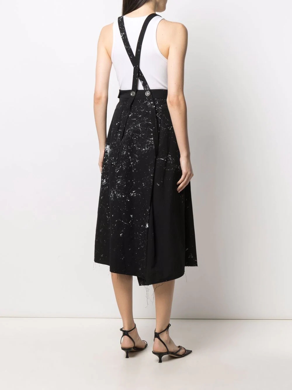 splatter-effect suspenders skirt - 4