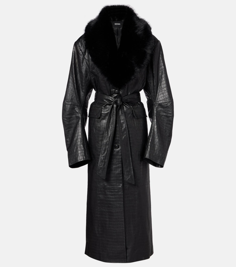 Croc-effect leather coat 1