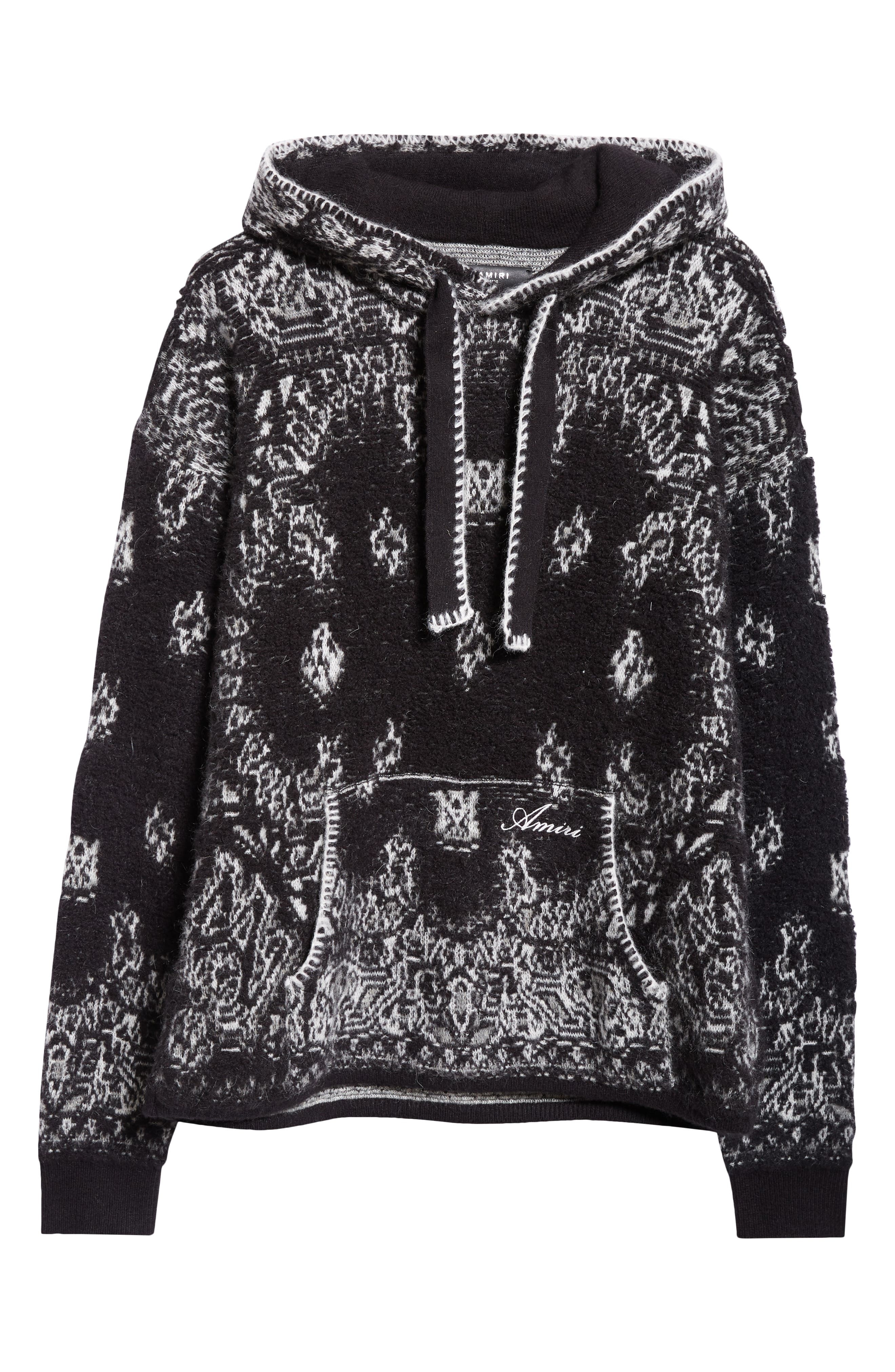 Bandana Jacquard Hooded Alpaca, Mohair & Wool Blend Sweater - 6