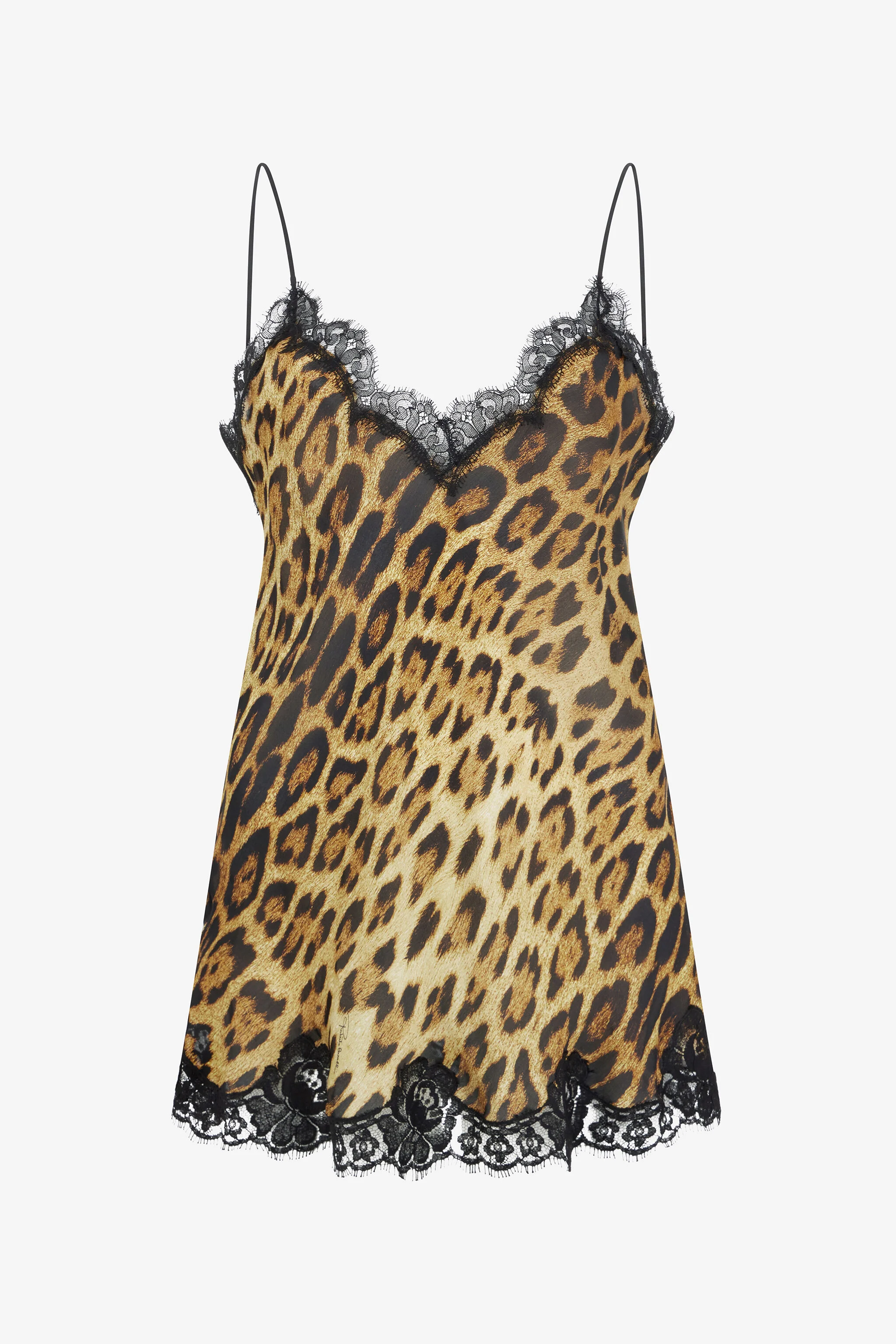 Roberto Cavalli Leopard Print Lace Slip Dress - 1