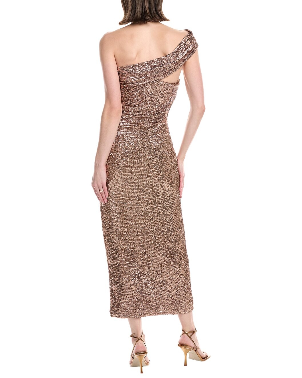 SIMKHAI Zay Hammered Sequins Draped Bustier Midi Dress - 2