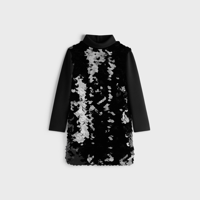 embroidered dress in silk georgette 1