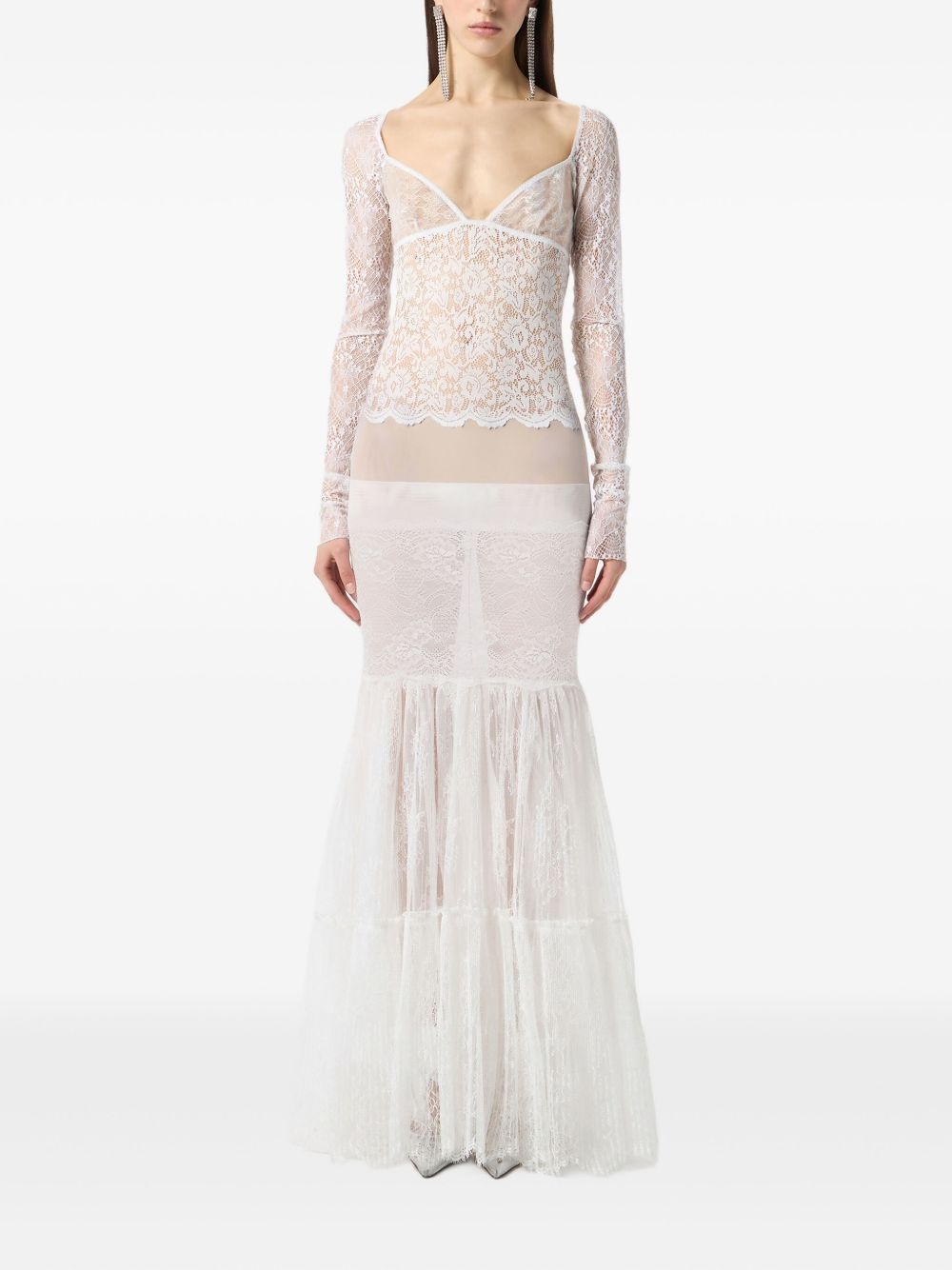 laced long-sleeve maxi dress - 2