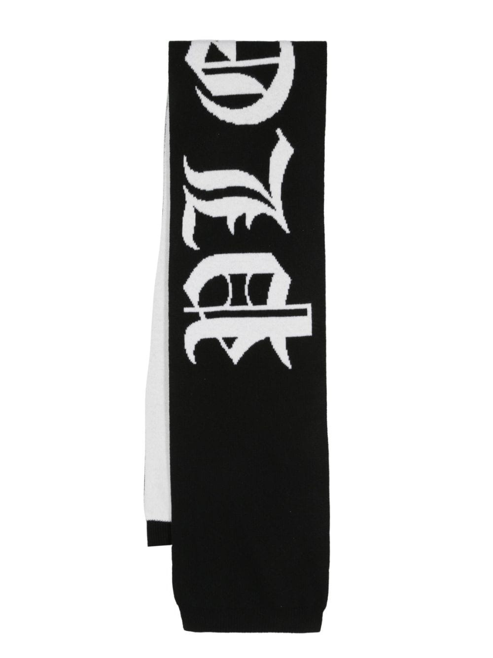Gothic Plein intarsia knit-logo scarf - 1