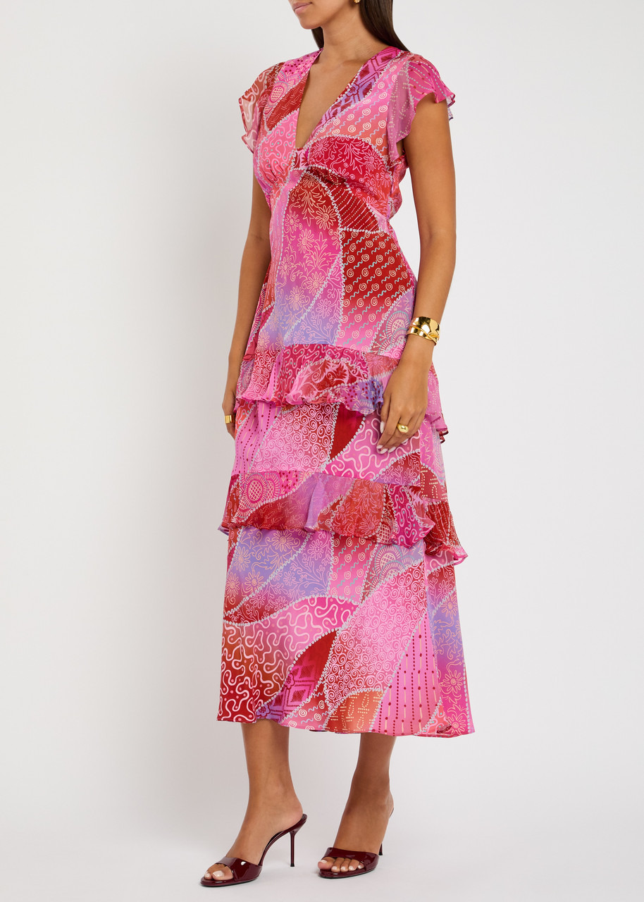 Rixo Meena Patterned Silk-chiffon Midi Dress - 2
