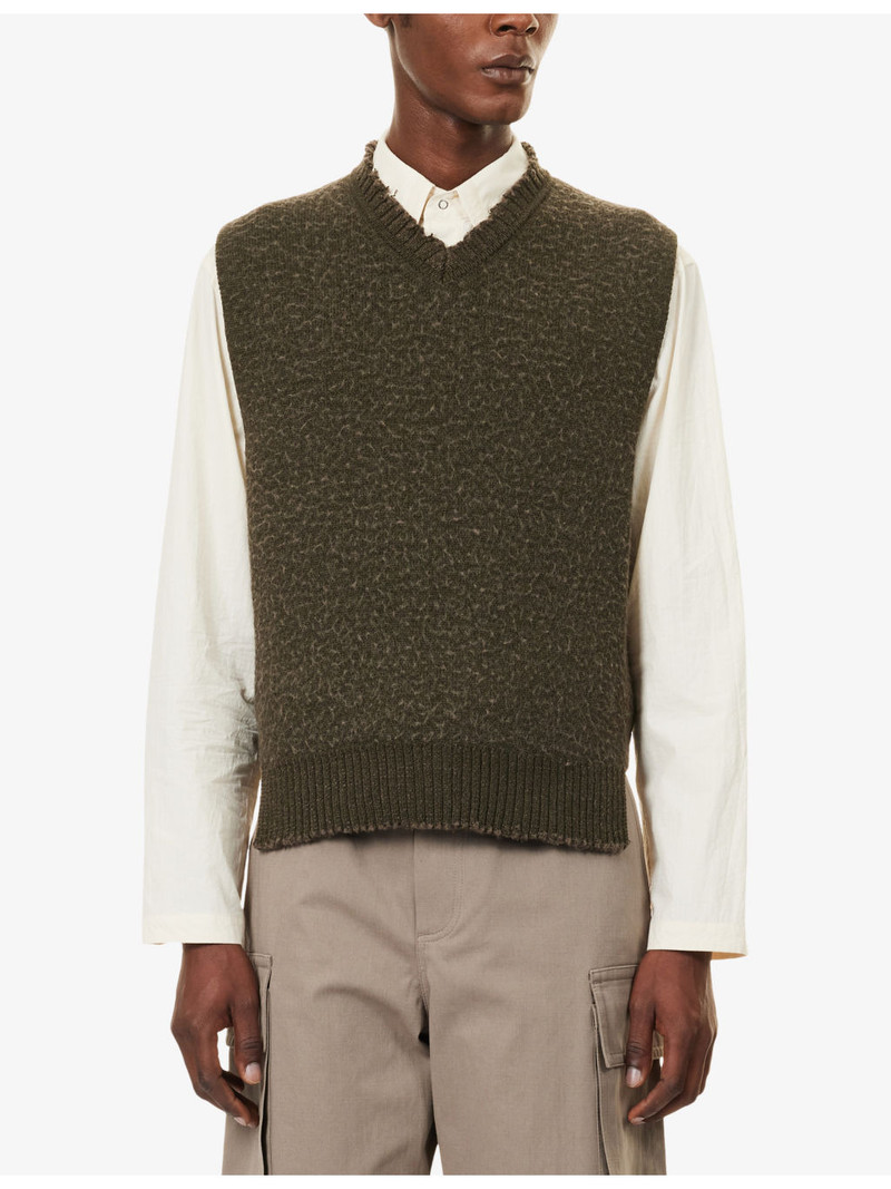 Blanket V-Neck Merino-Wool and Cotton-Blend Vest 3