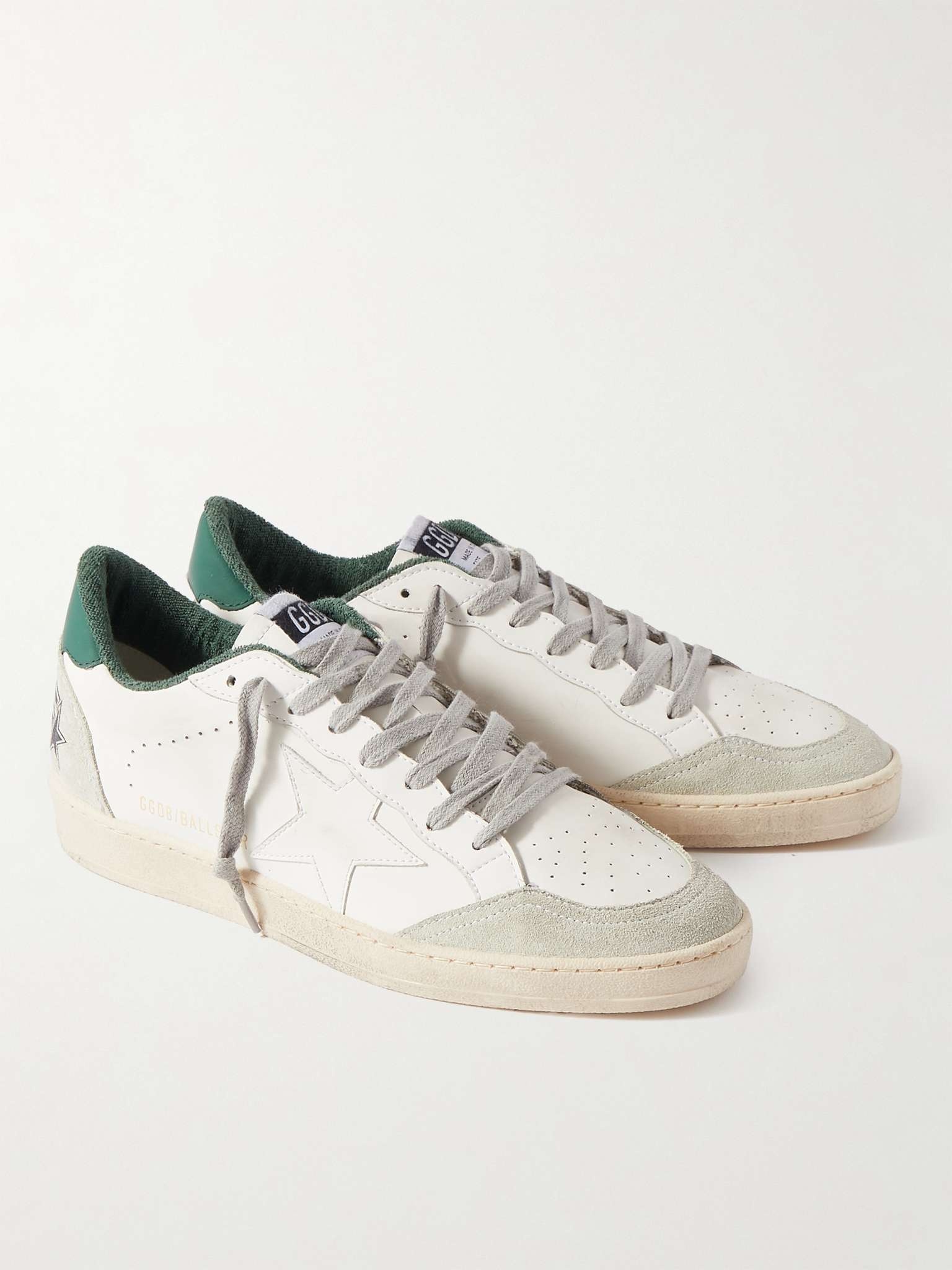 Ball Star Distressed Suede-Trimmed Leather Sneakers - 4