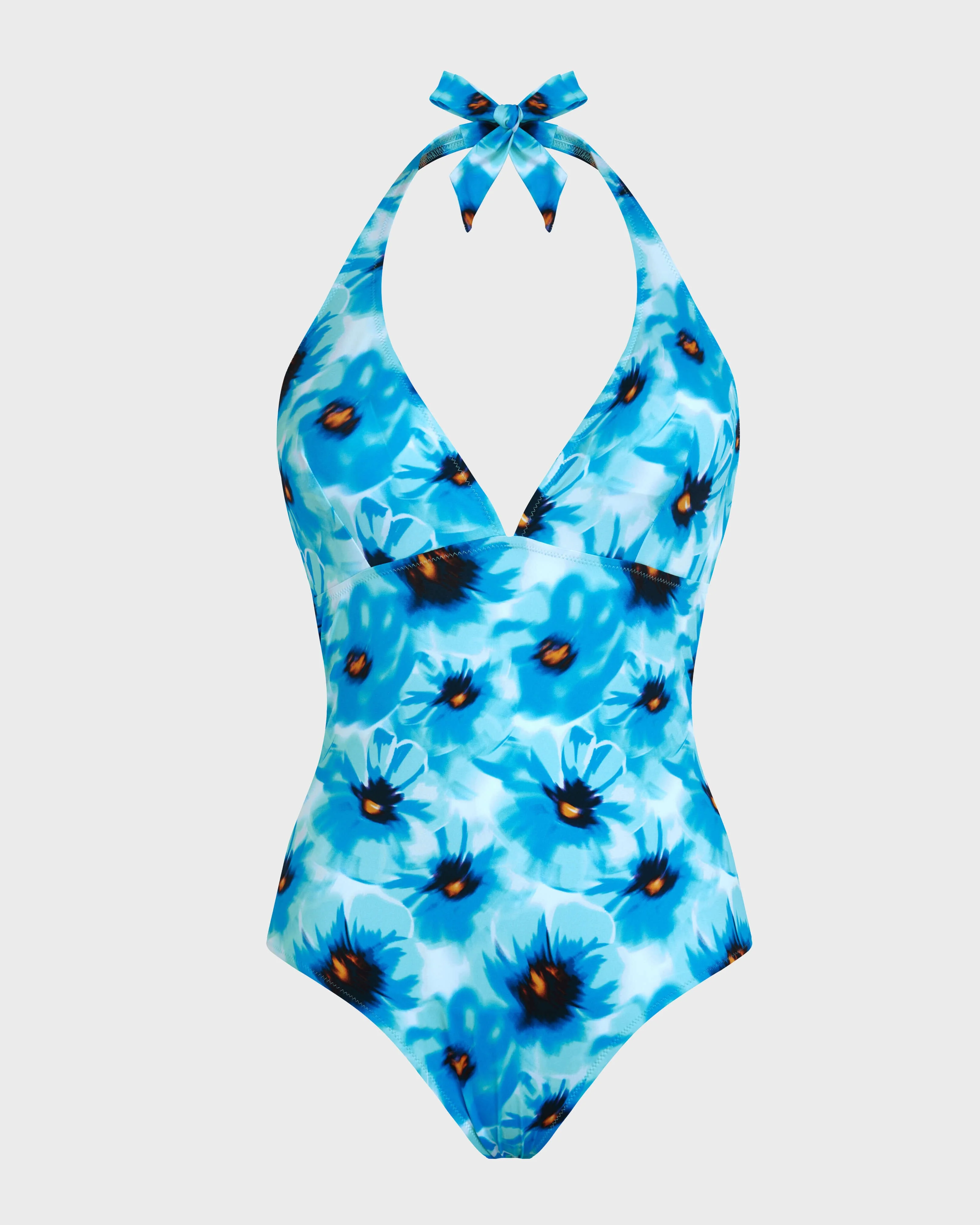 WOMEN HALTER ONE-PIECE SWIMSUIT POPPIES - 1