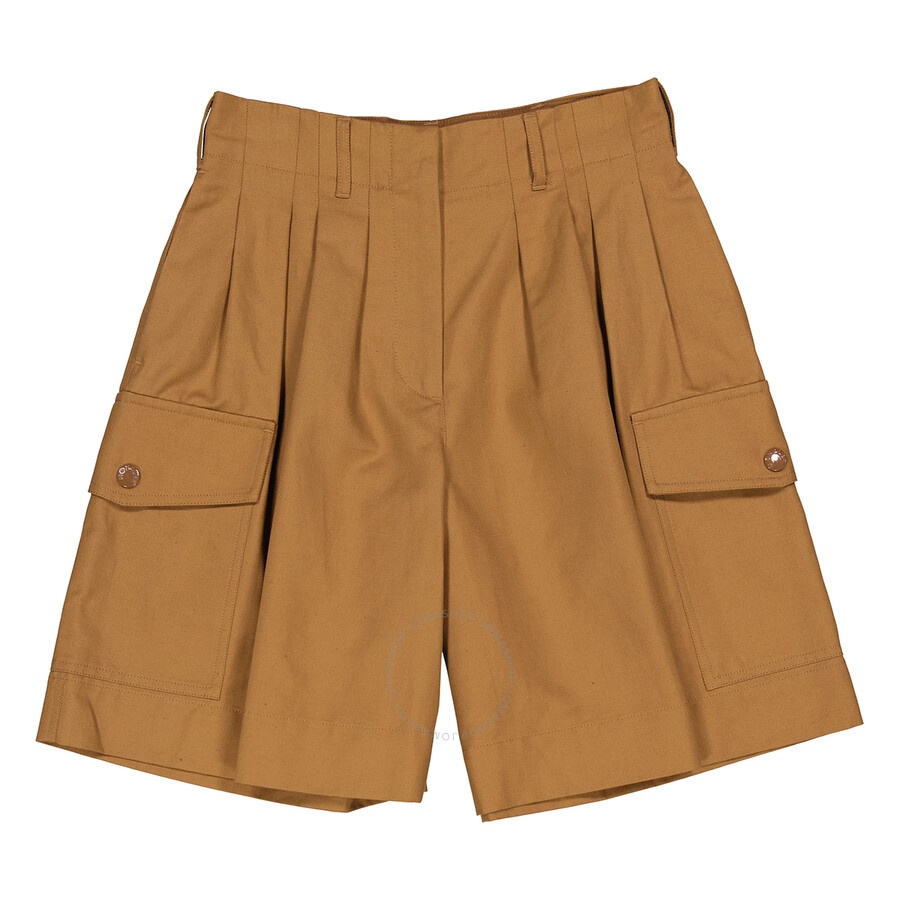 Moncler Ladies Light Brown Tailored Cargo Shorts - 4